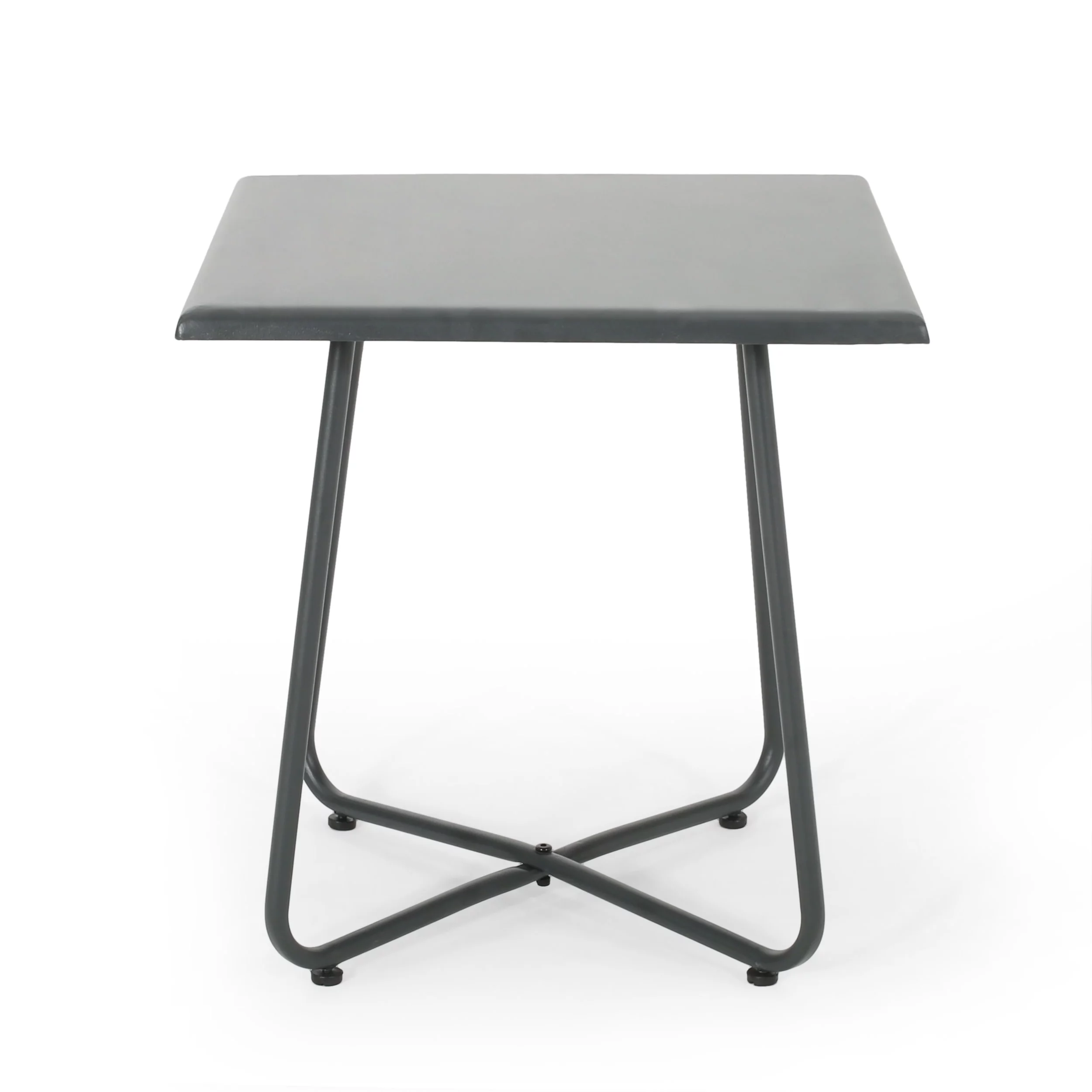 GDF Studio Amberside Outdoor Modern Steel Side Table, Gray