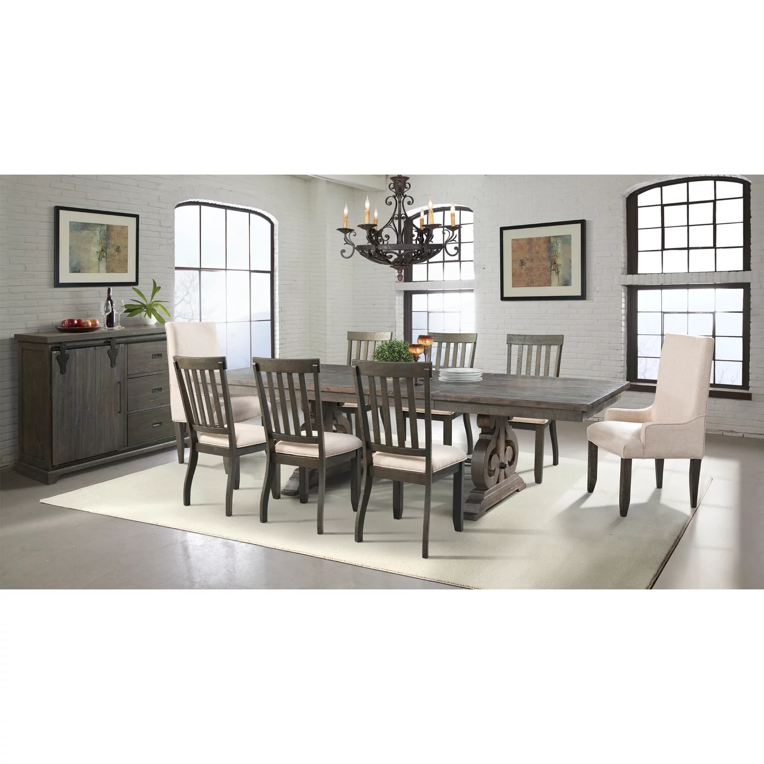 Picket House Furnishings Stanford 10 Piece Dining Set in Dark Ash