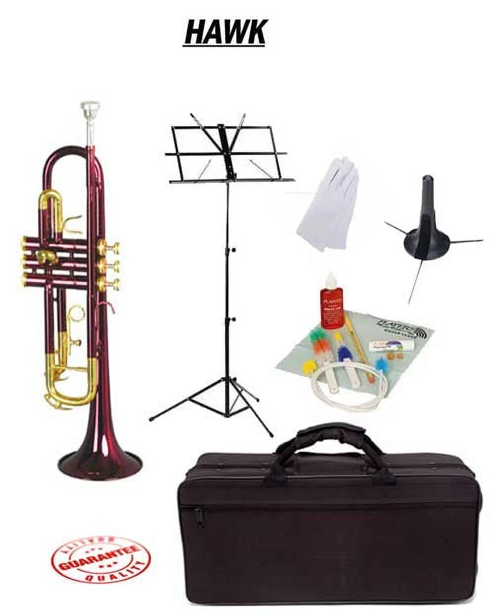 Hawk Purple Bb Trumpet School Package with Case, Music Stand, Trumpet Stand and Cleaning Kit