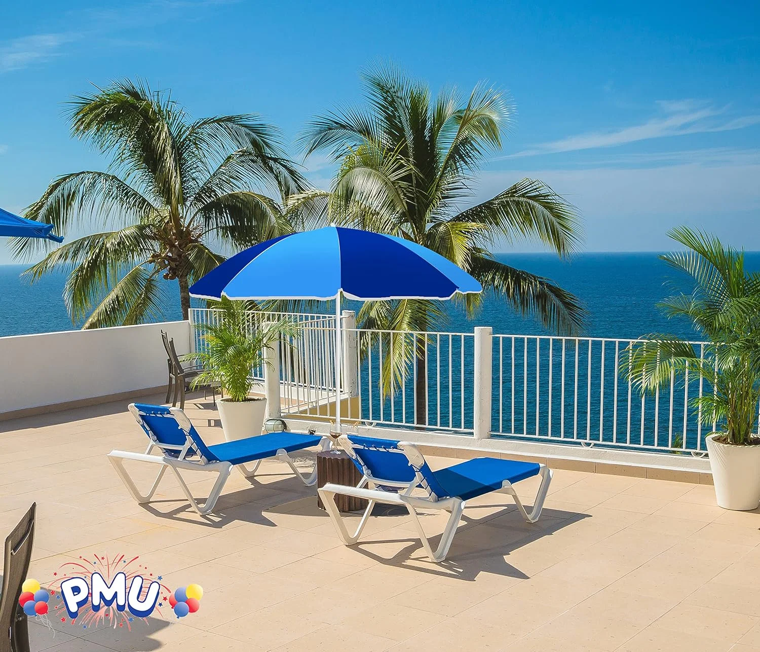 Multi Stripes With Multi-Color Beach Umbrellas