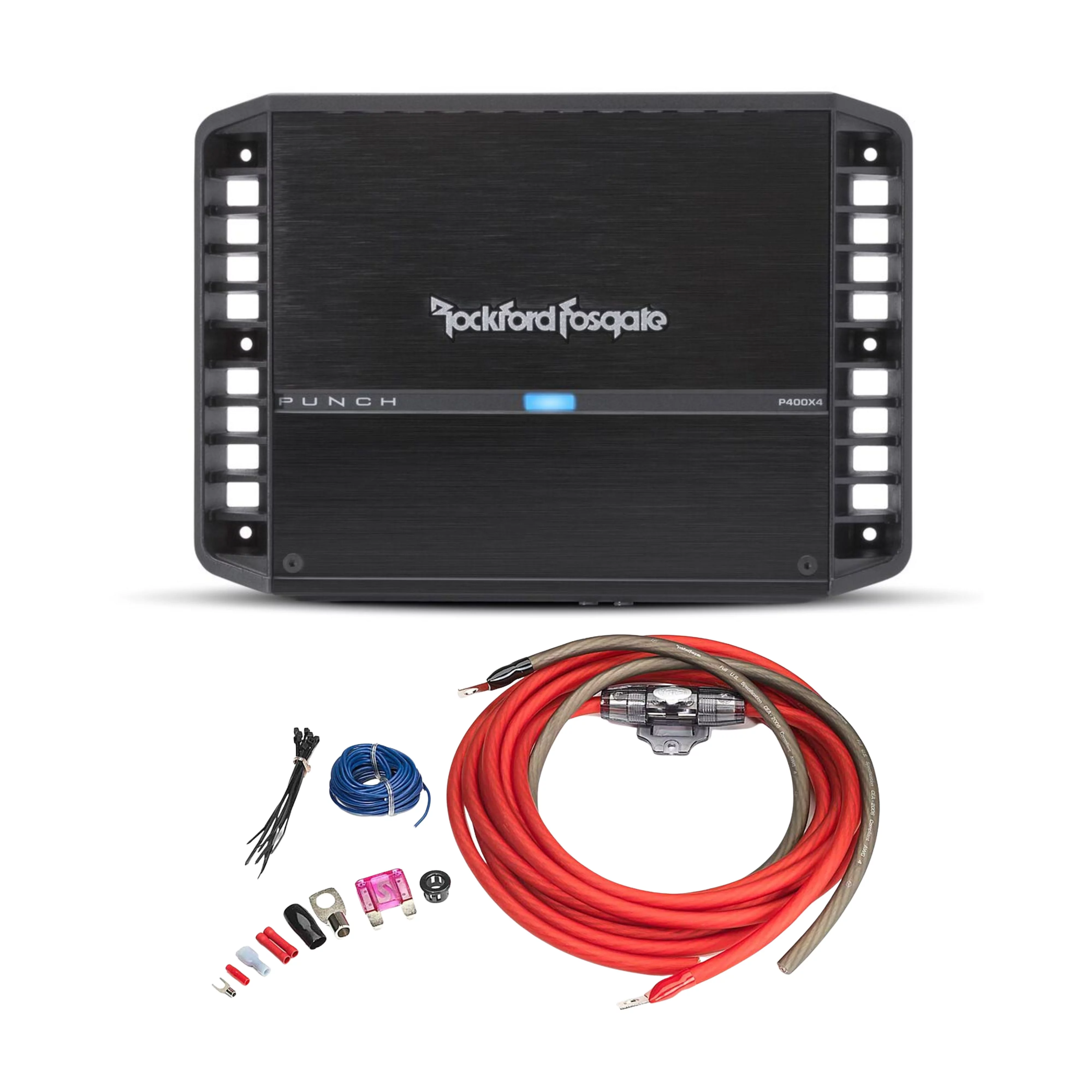 Rockford Fosgate Punch 400W 4Channel Full-Range Class A/B Amplifier +Install Kit