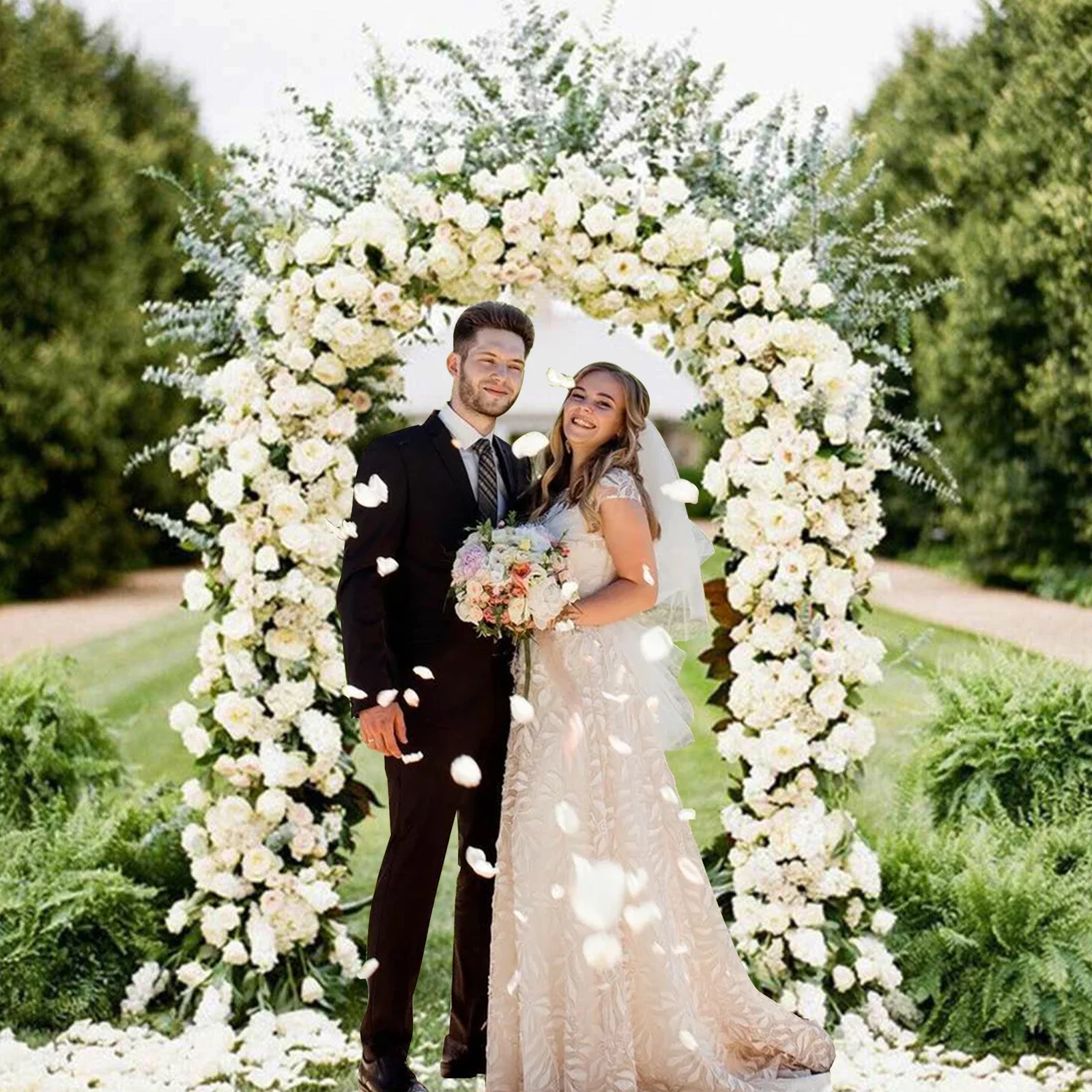 Wedding Arch Backdrop Stand, 6 FT Square White Metal Arch Backdrop Stand for Wedding Ceremony Photo Booth, Outdoor Indoor Birthday Party, Garden Floral Balloon Arch Decoration