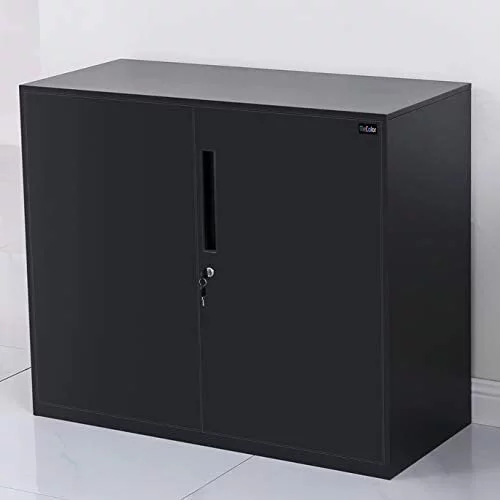 MECOLOR Small Size Office Cabinet Black Color with Two Layer Lockable (30
