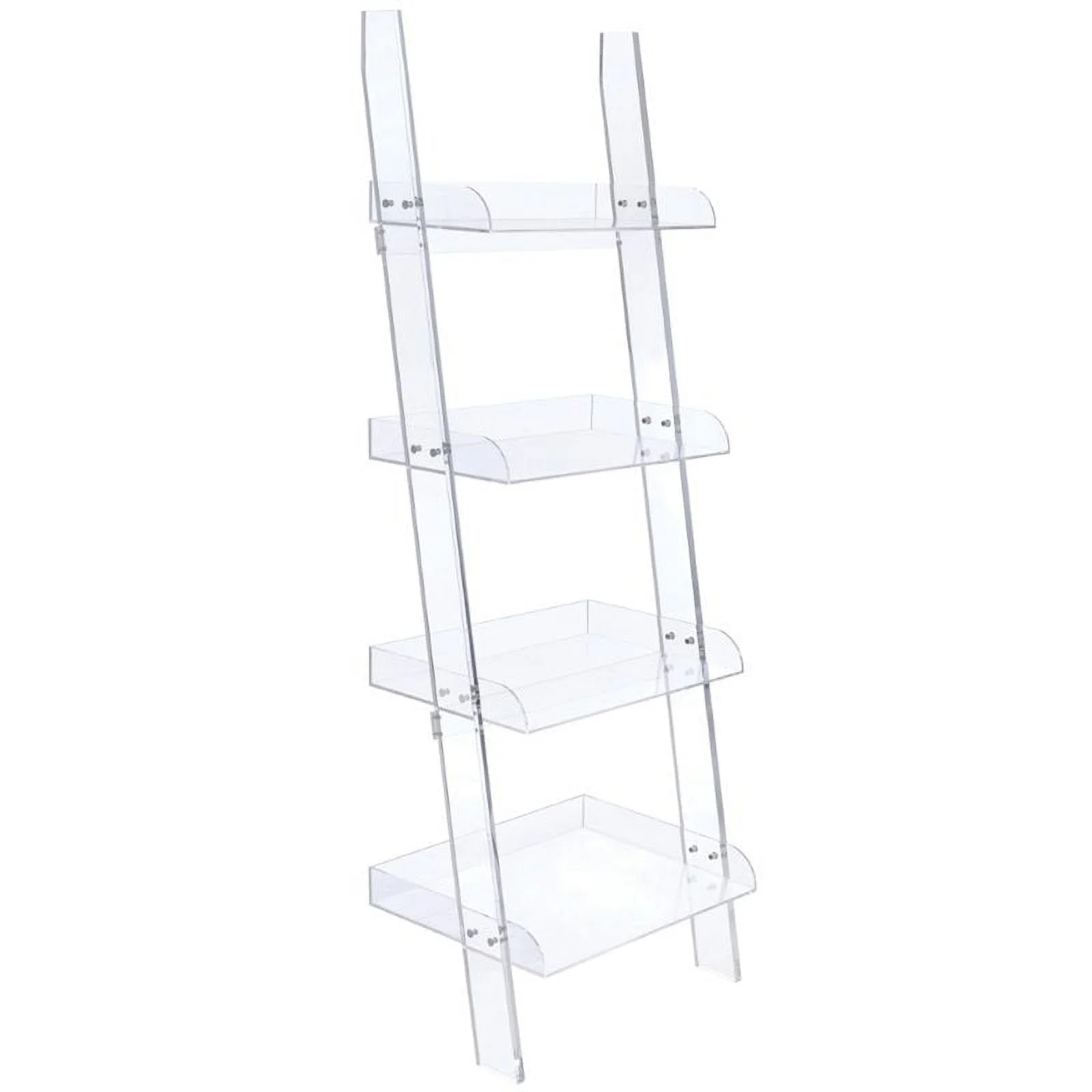 Bowery Hill Modern 4 Shelf Contemporary Clear Acrylic Ladder Bookcase