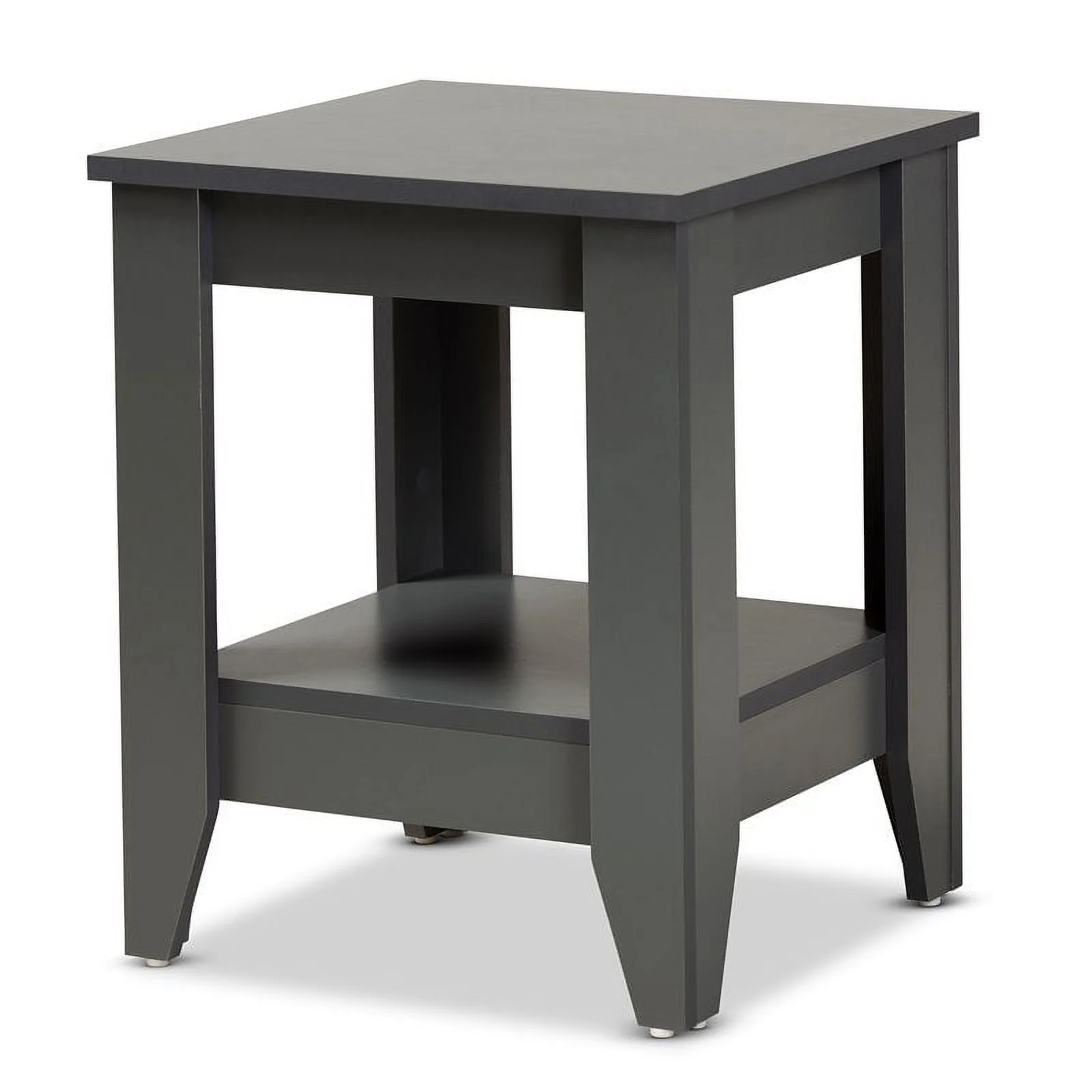 Bowery Hill Square Modern Wood Living Room End Table in Gray