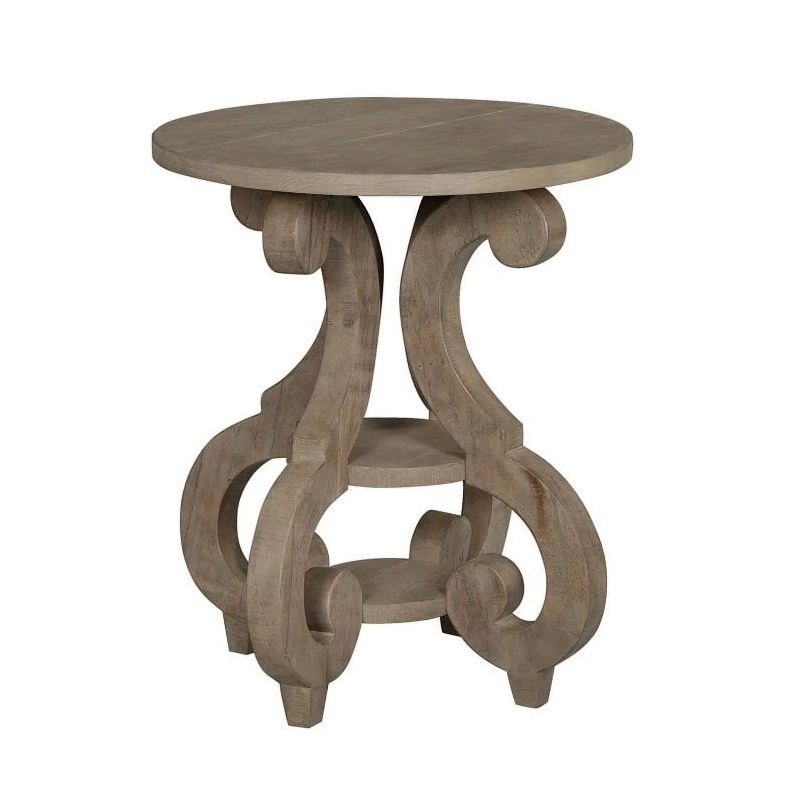 Home Square 2 Piece Tinley Park Round Accent End Table Set in Brown