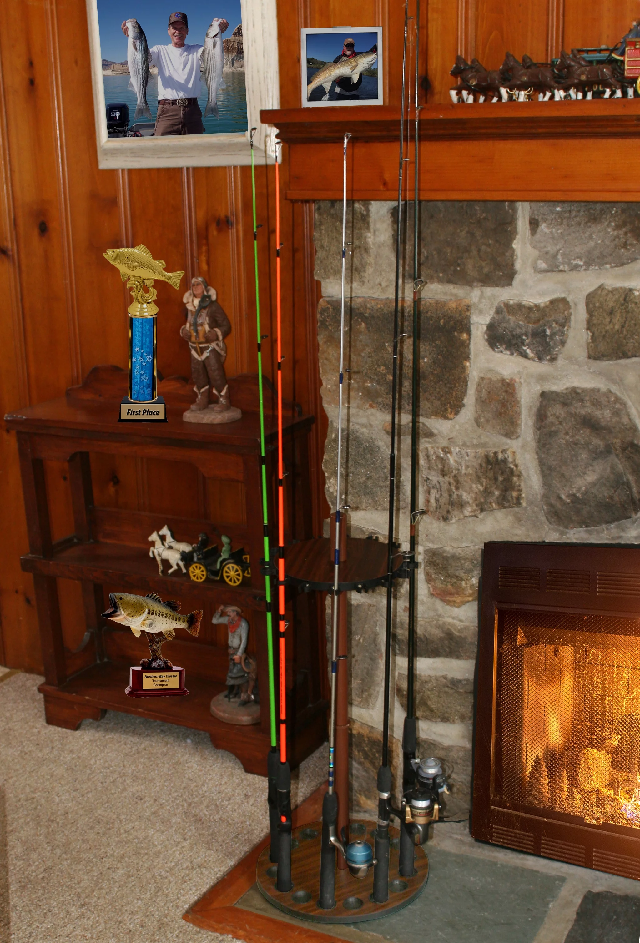 16 Fishing Rod Round Storage Rack