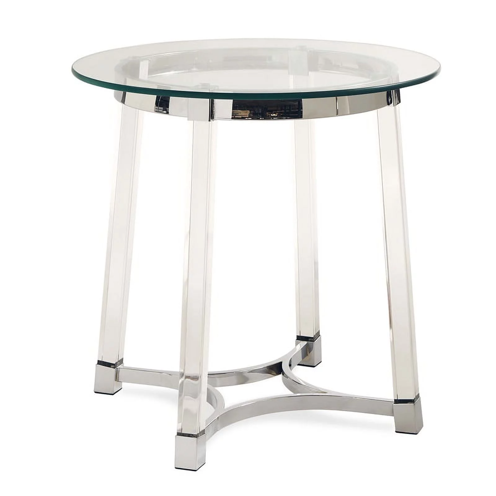 Bowery Hill Modern Metal End Table with Glass Top in Chrome/Clear