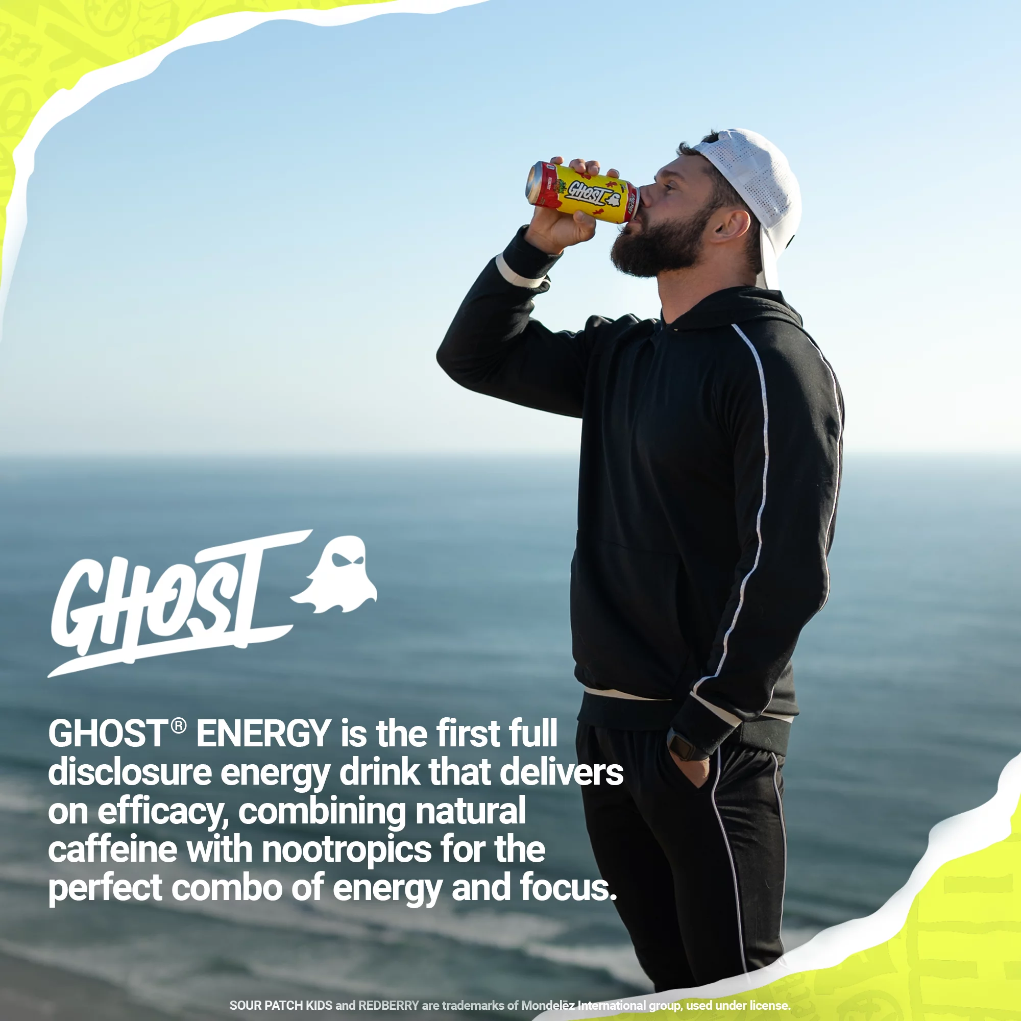 GHOST Zero Sugar Energy Drink, SOUR PATCH KIDS Redberry, 16 oz Can, 12 Pk
