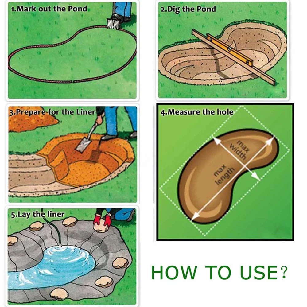 EQCOTWEA 20'*20' Pond Waterproof Liner Thickness 0.5mm Geomembrane Flexible Water Garden Fish Pond Liner HDPE