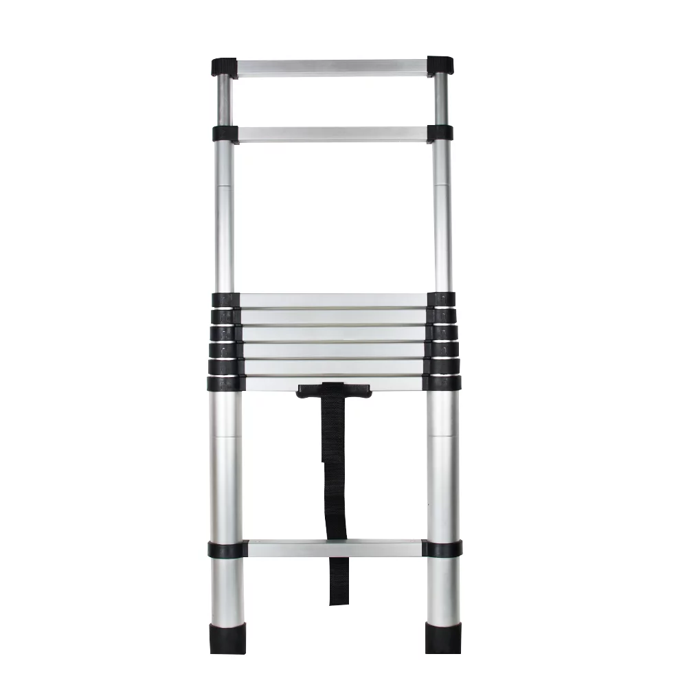 8.5FT Telescopic Ladder Extension Aluminum Ladder Folding Multi Purpose One-Button Retraction Non-Slip Ladder Load 330lbs