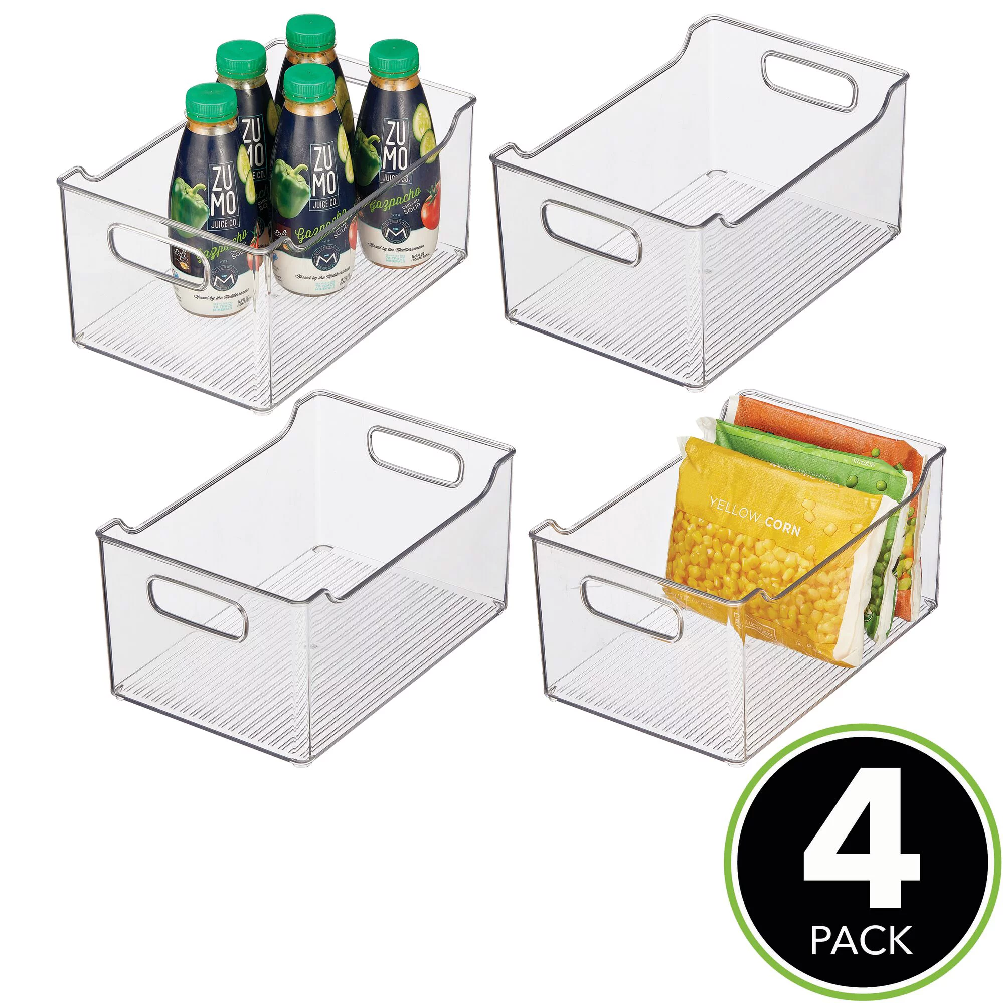 mDesign Plastic Food Storage Organizer Bin for Home and Kitchen - 4 Pack - Clear