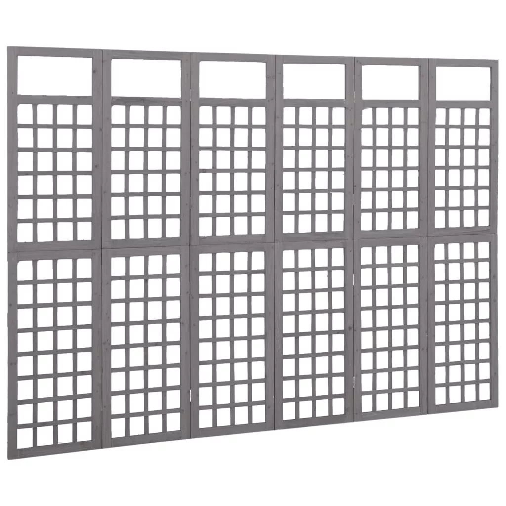 Aibecy 6-Panel Room Divider/Trellis Solid Fir Wood Gray 95.5