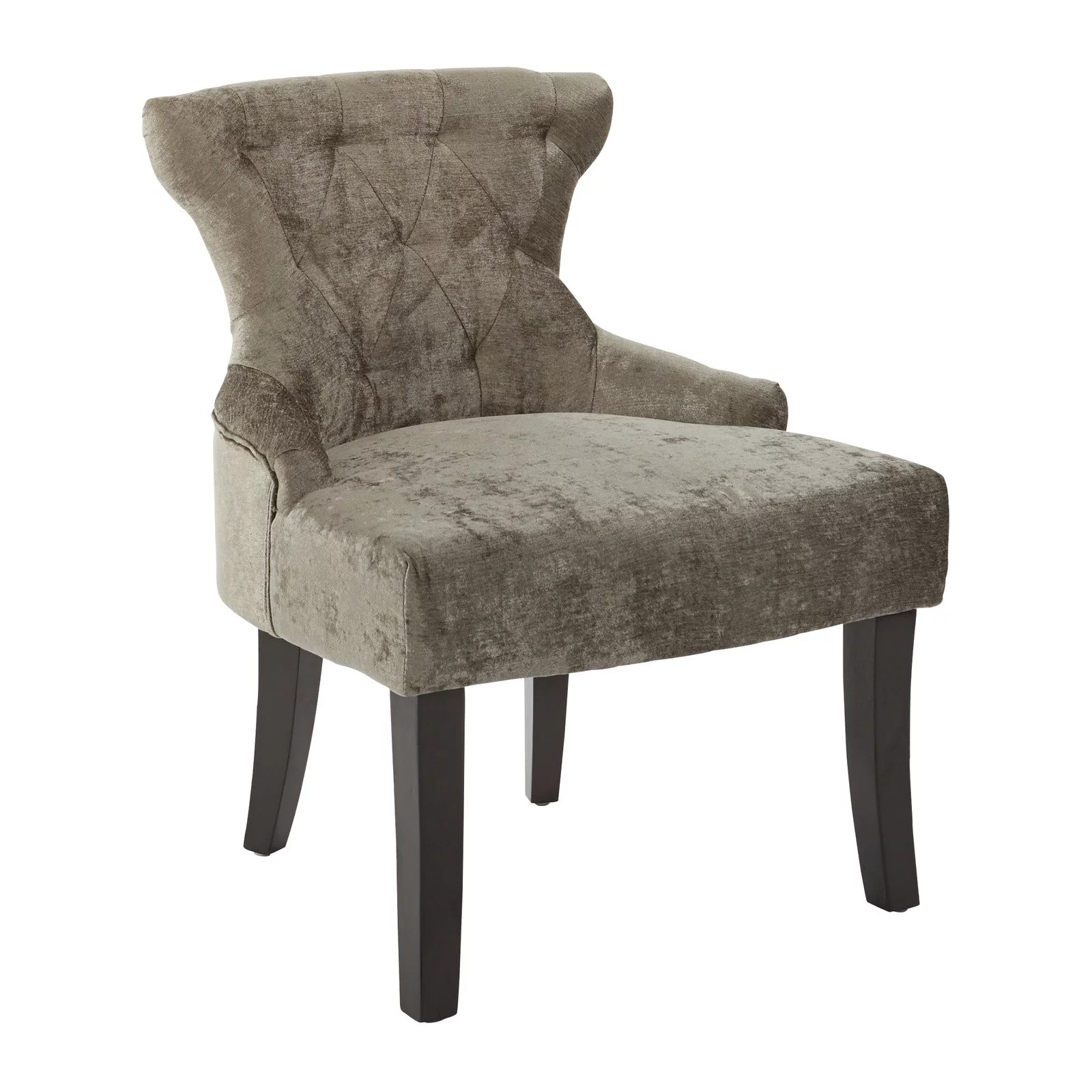 OSP Home Furnishings Curves Hour Glass Accent Chair in Butternut Velvet Fabric with Espresso Legs