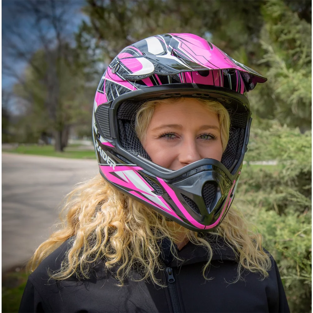 Raider Motocross RX1 Adult Dirt Bike Helmet DOT Approved - Pink - Medium