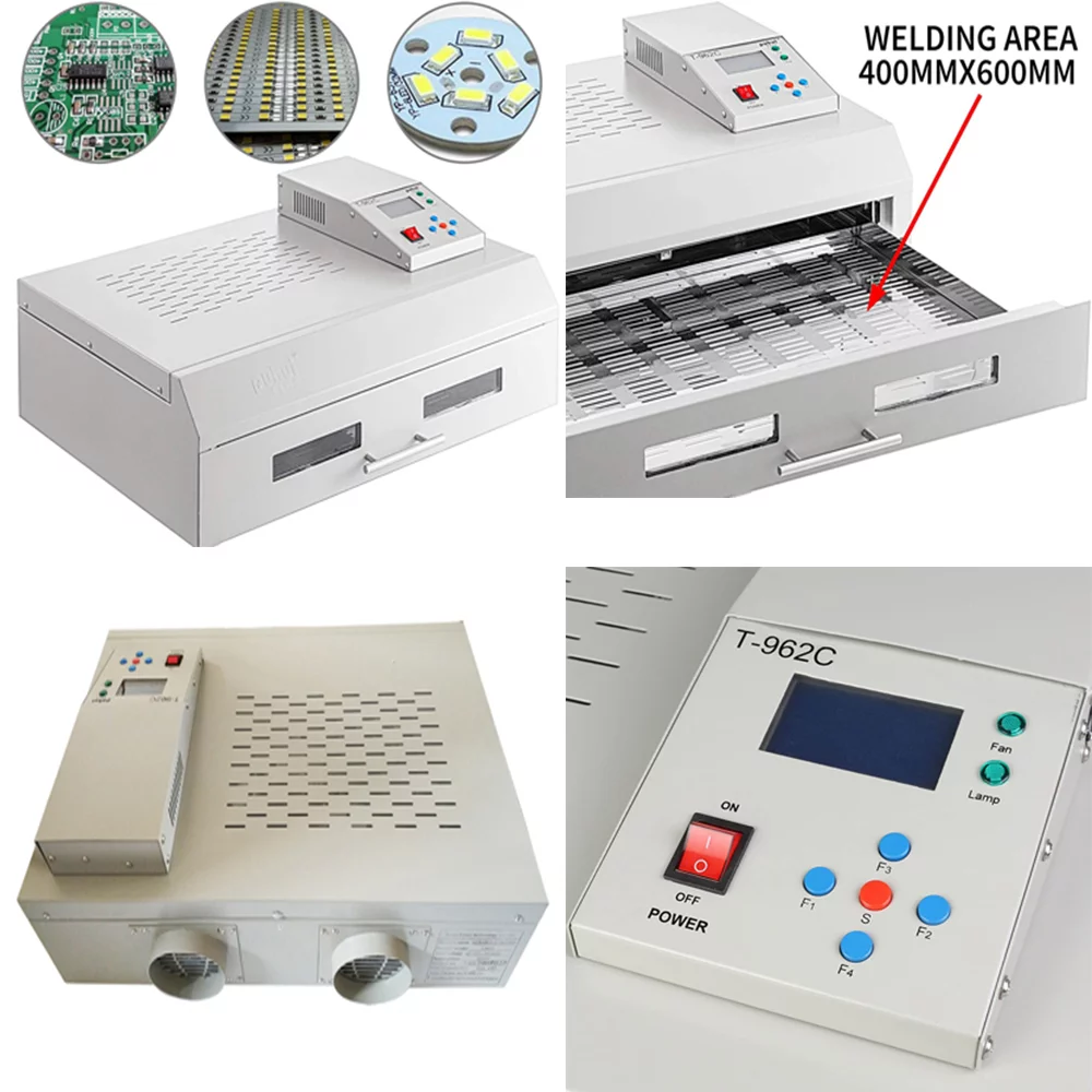 Techtongda T962C Reflow Oven Professional Infrared Heater Soldering Machine Automatic Reflow Machine 600x400mm