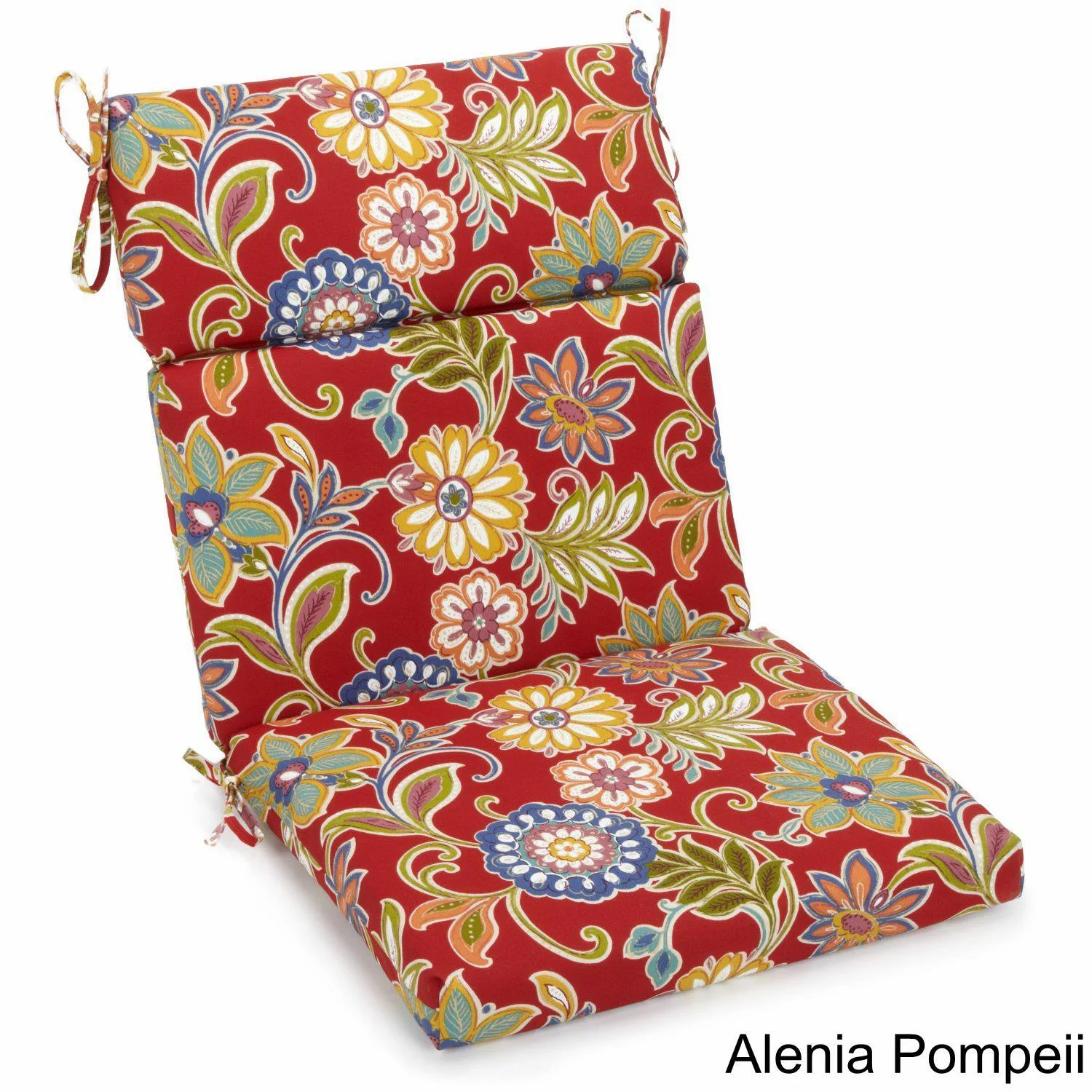 Blazing Needles  22 x 45 in. Spun Polyester Patterned Outdoor Squared Seat & Back Chair Cushion, Alenia Pompeii