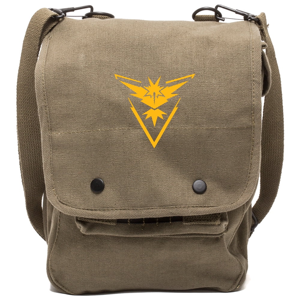 TEAM INSTINCT Canvas Crossbody Travel Map Bag Case in Olive