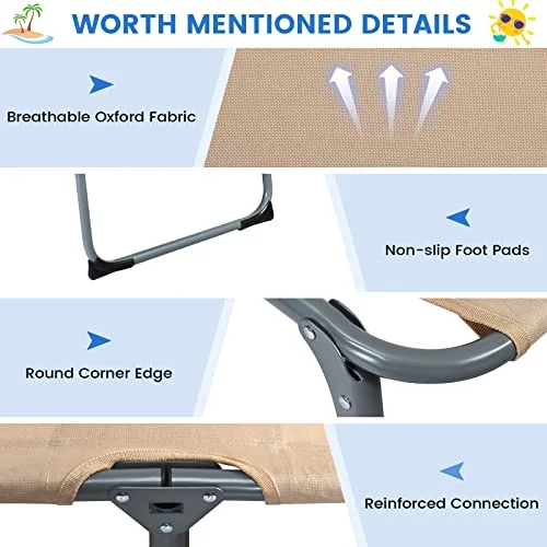 HAPPYGRILL Beach Lounge Chair with Face Hole, Outdoor Tanning Chair Sunbathing Chair with Adjustable Backrest Removable Pillow, Folding Recliner for Beach Pool Patio Backyard