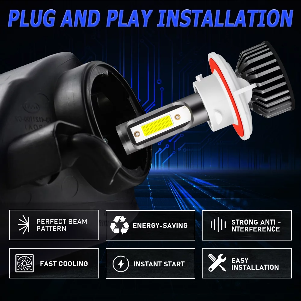 H13 High&Low+H11 Fog Light for Chevy Cruze 2011-2015 LED Headlight White Bulbs Kit 4pcs