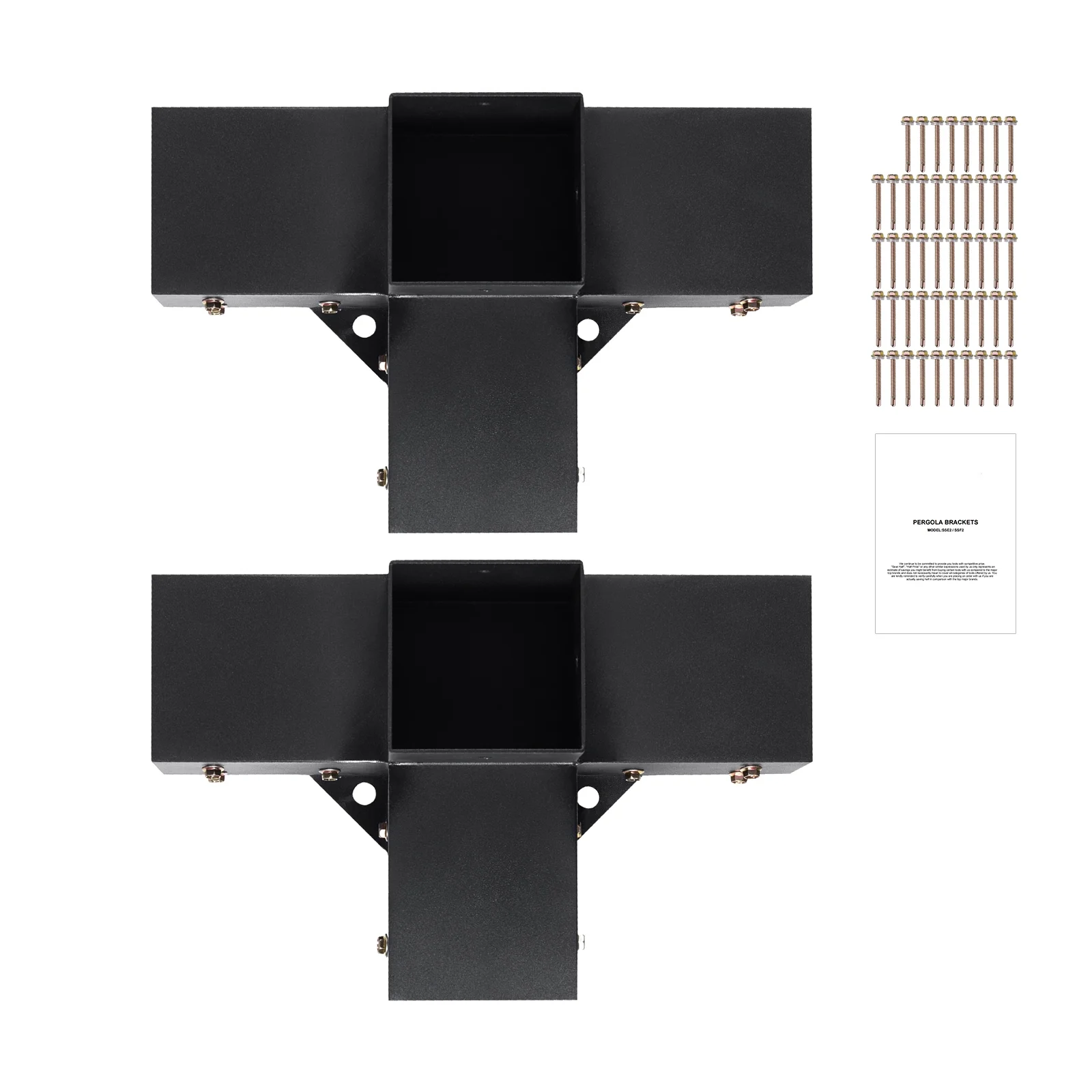SKYSHALO 4''x4'' Pergola Bracket Kit 4-Way Woodworks DIY Post for Gazebos 2 pcs