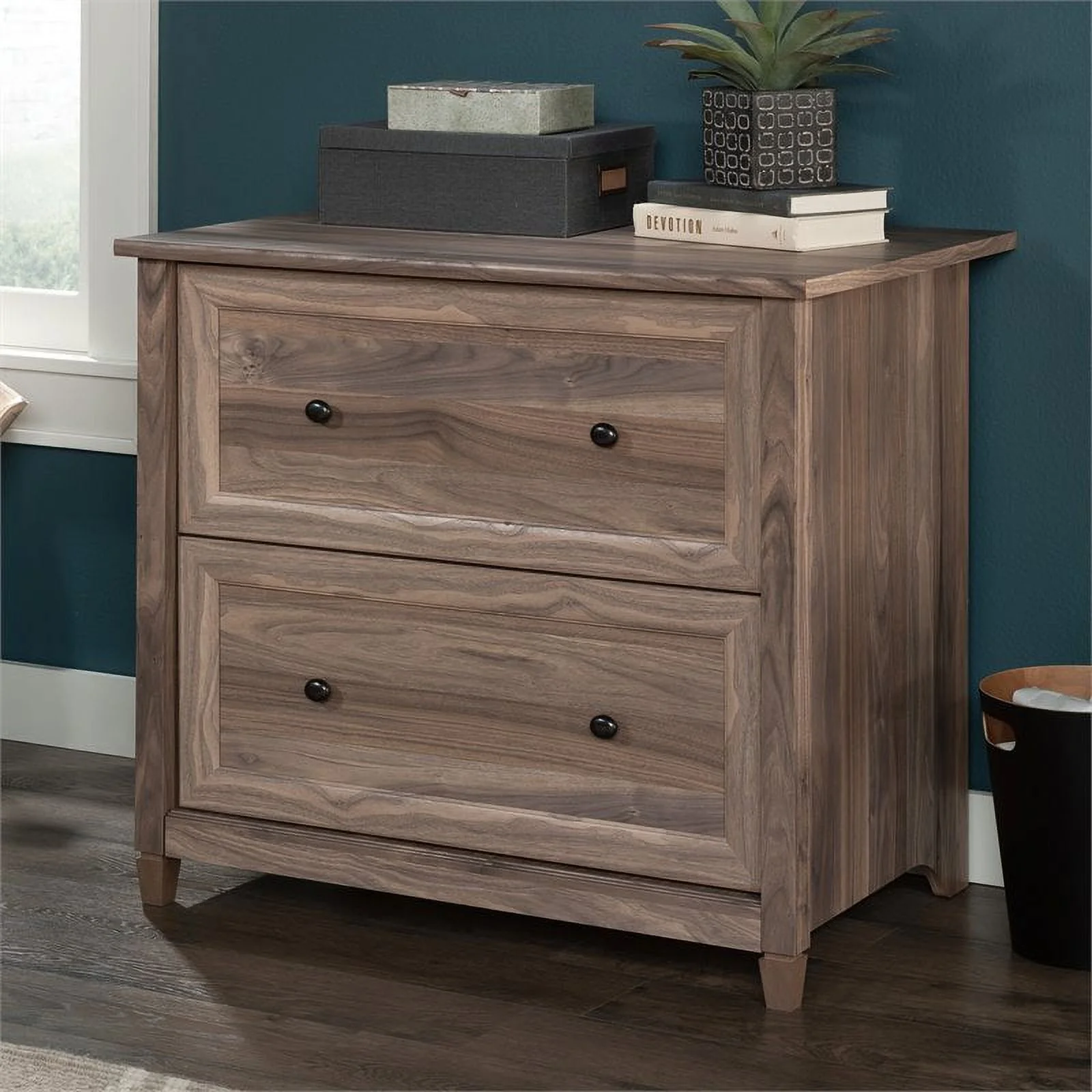 Pemberly Row Engineered Wood 2-Drawer Lateral File Cabinet in Washed Walnut