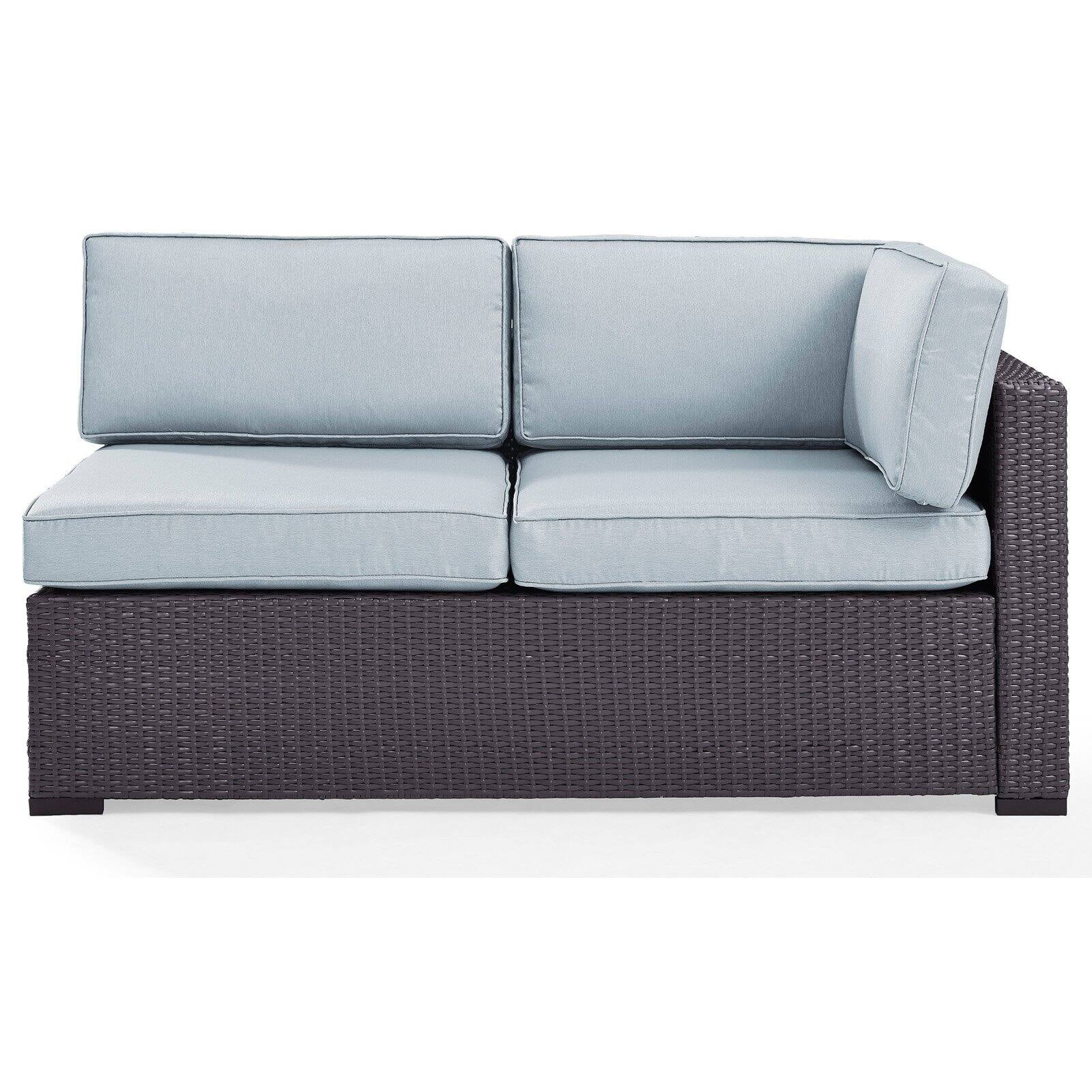 Crosley Furniture Biscayne Wicker / Rattan Patio Loveseat in Brown and Mocha