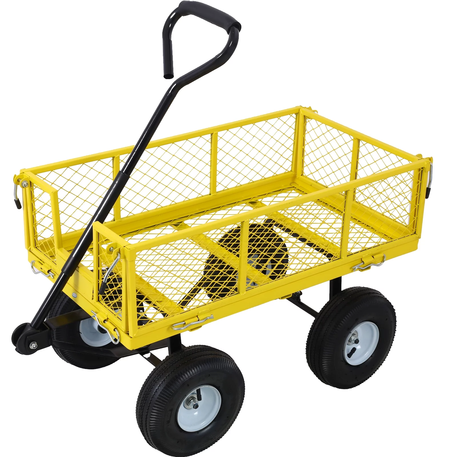 500 Lbs Capacity Steel Garden Cart Heavy Duty Utility Wagon with Removable Sides Flexible Handle Steel Wagon for Garden Farm Yard, 34