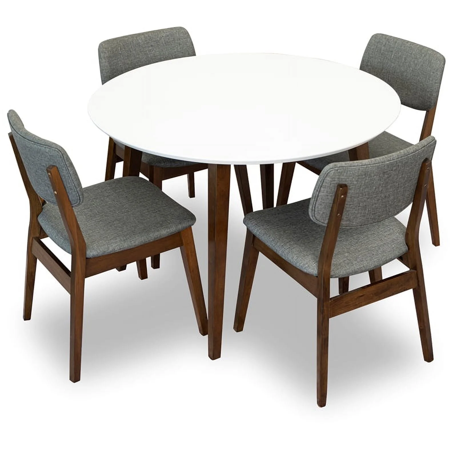Ivana Modern Solid Wood Walnut Kitchen & Dining Room Table and Chairs for 4