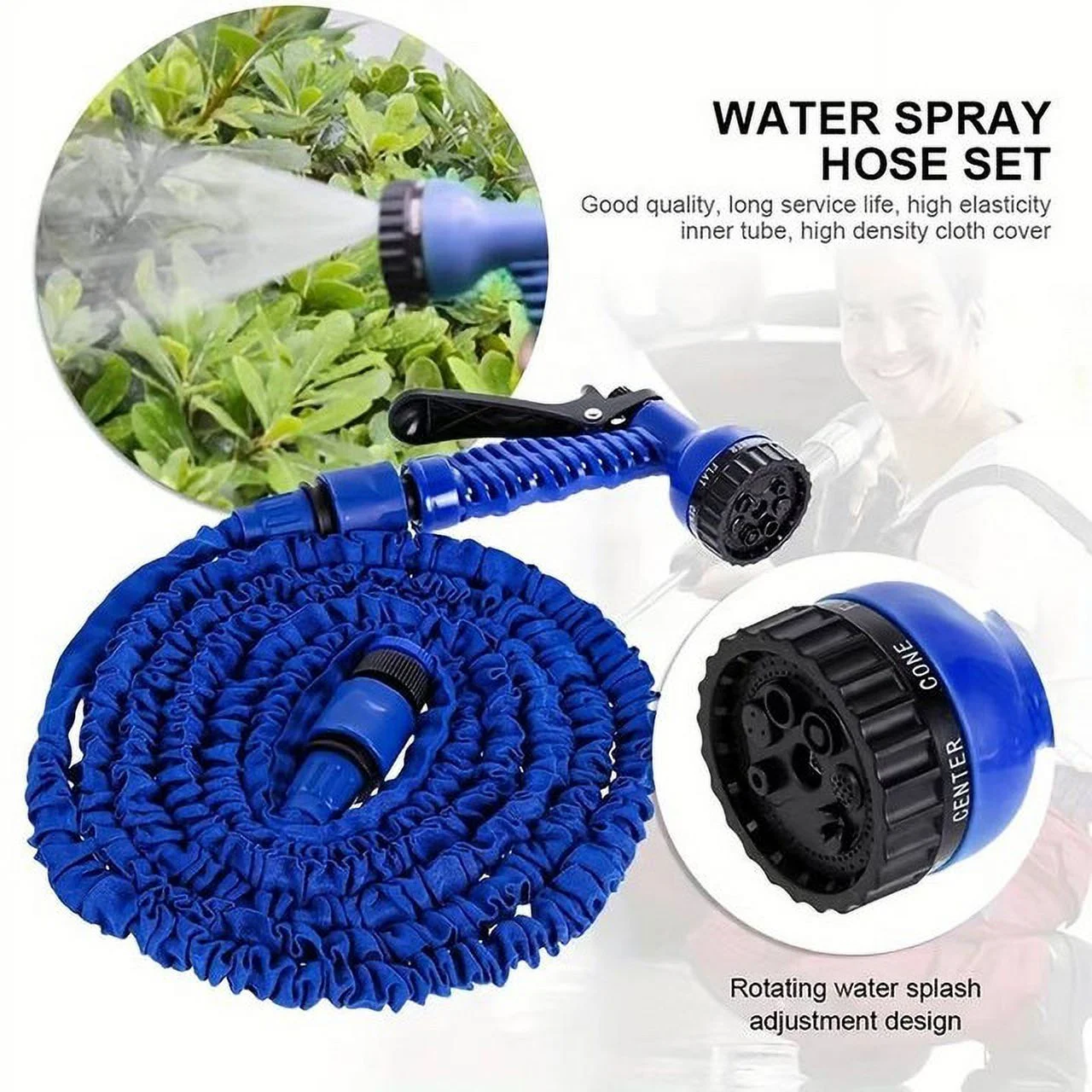Expandable 100ft Garden Hose: 7-Mode Nozzle, Lightweight, Kink-Free & Universal Fit - Perfect for Gardening & Outdoor Use Green
