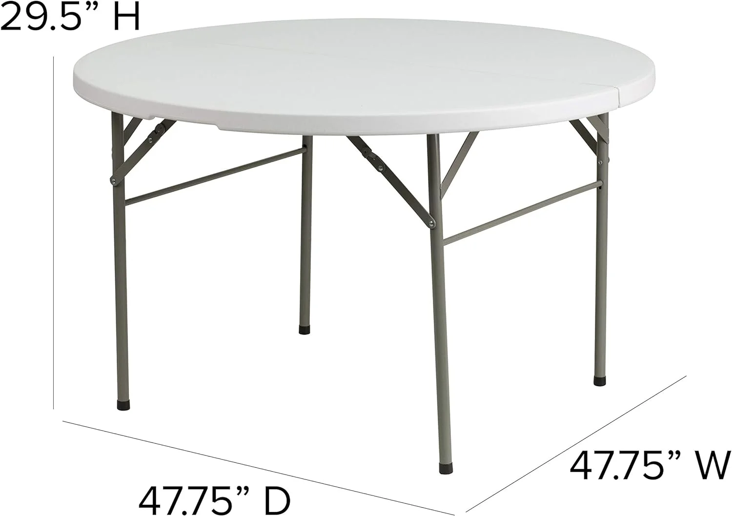 4-Foot Round Bi-Fold Granite White Plastic Event Folding Table with Handle