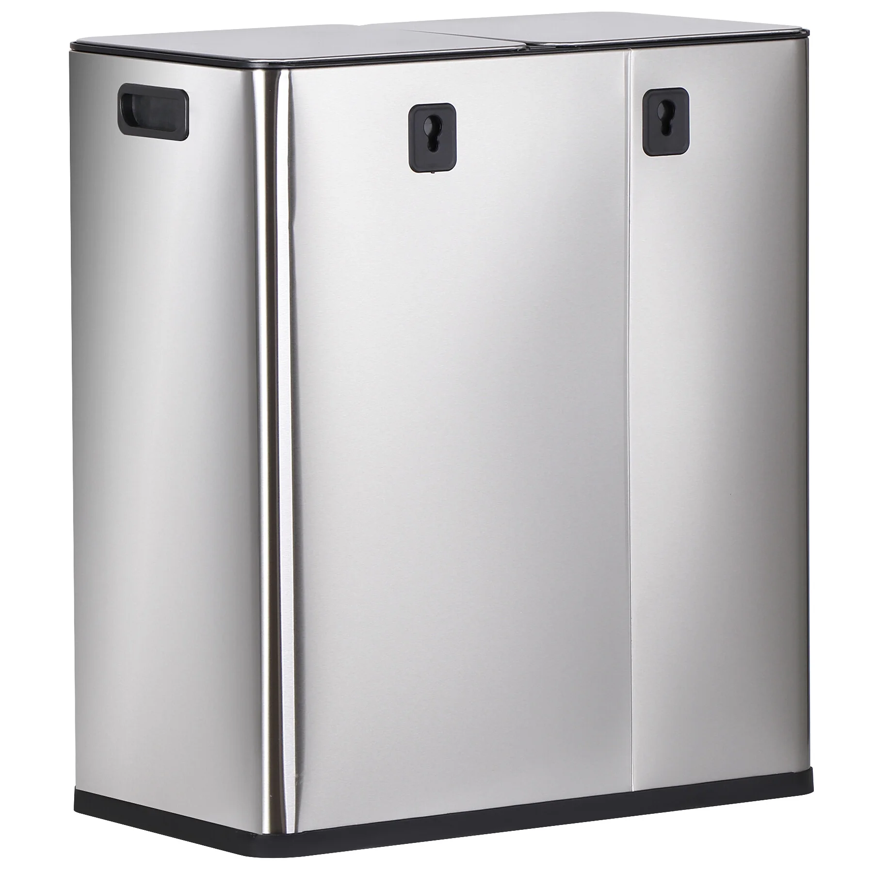 ZENSTYLE 2 x 8-Gallon Trash Can Stainless Steel Kitchen Garbage Can with Step Pedal - Silver