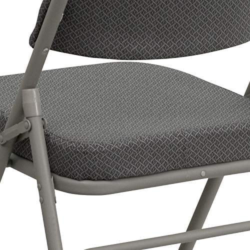 EMMA + OLIVER 2 Pack Curved Triple Braced & Double Hinged Gray Fabric Metal Folding Chair