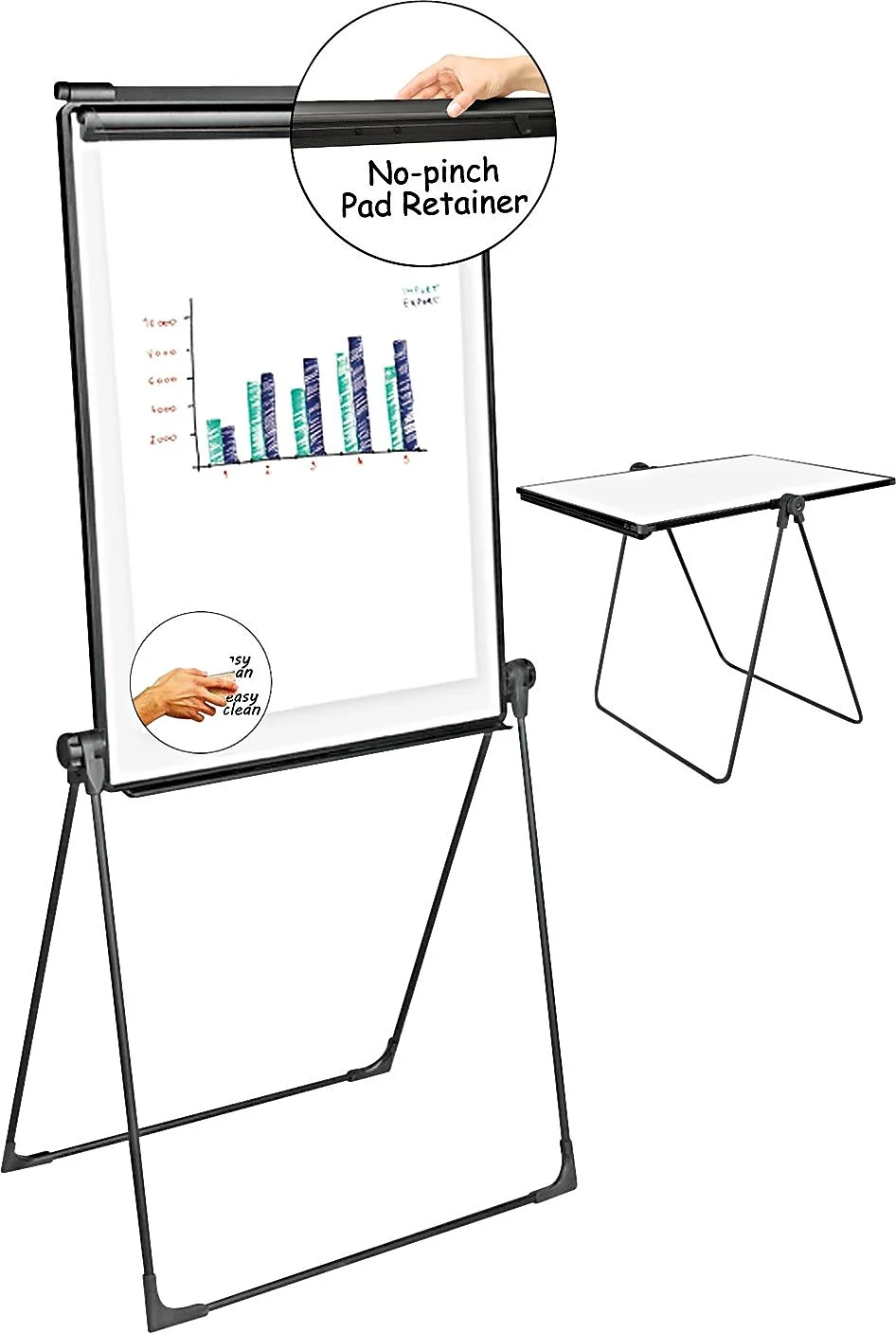 Foldable Double-Sided Dry Erase Easel, Two Configurations, White Board: 29 x 41