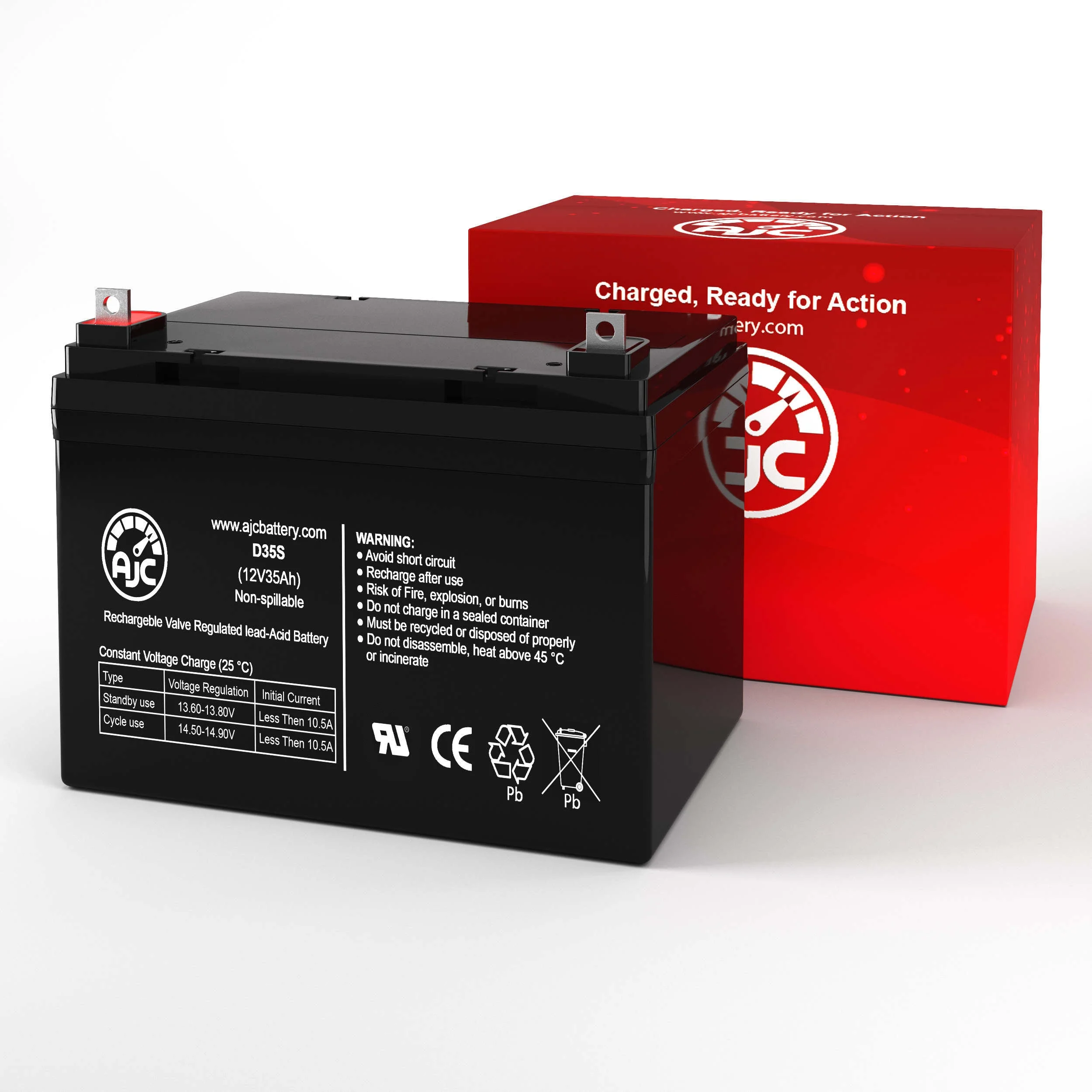 Leoch DJW12-33HD 12V 35Ah Sealed Lead Acid Battery - This Is an AJC Brand Replacement