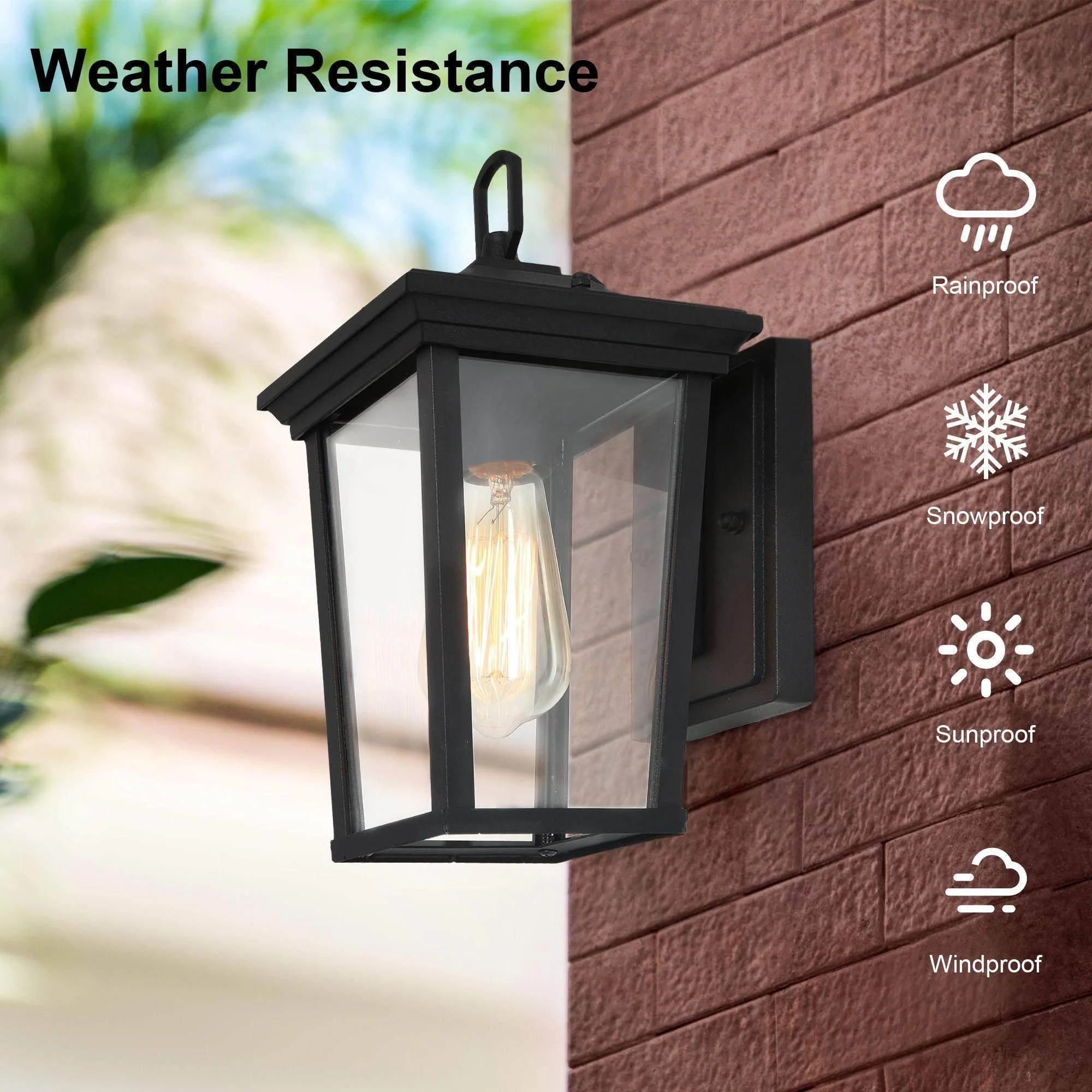 LNC 1-Light Modern Farmhouse Black and Clear Glass Shade Farmhouse Outdoor Wall Sconce for Patio, Garden, Garage, Front Door,4.3