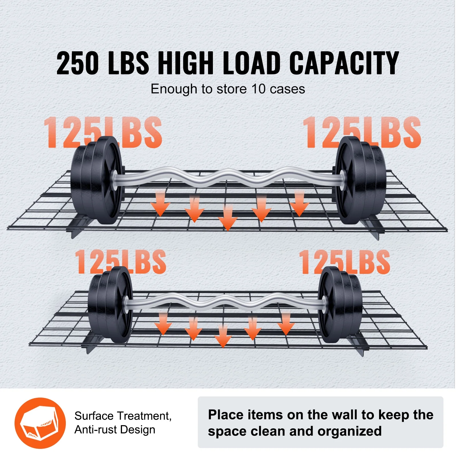 SKYSHALO 2 piece 6x2 ft garage storage wall mounted heavy duty shelving rack
