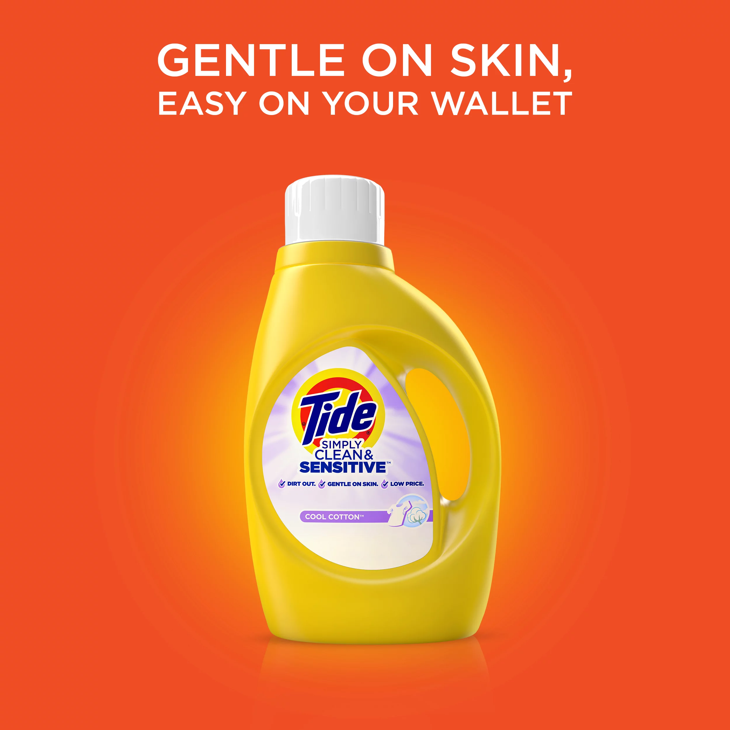 Tide Simply Clean & Sensitive HE Liquid Laundry Detergent, Cool Cotton Scent, 60 Loads 125 Oz