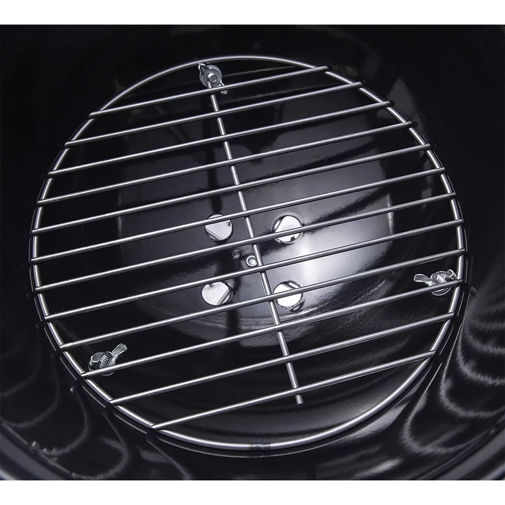 Weber 40020 Smokey Joe Premium 14-inch Charcoal Grill, Black Bundle with Deco Essentials 3 Piece BBQ Tool Set with Custom Blue Apron, Spatula, Tongs, Fork and Oven Mitt and Pair of Red Oven Mitt