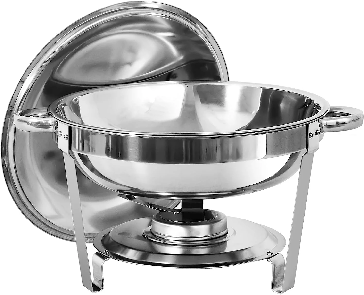 Jacgood 6 Qt Chafing Dish Buffet Set,4 pack Stainless Steel Round Chafers and Buffet Warmers Sets with Food and Water Trays for Catering