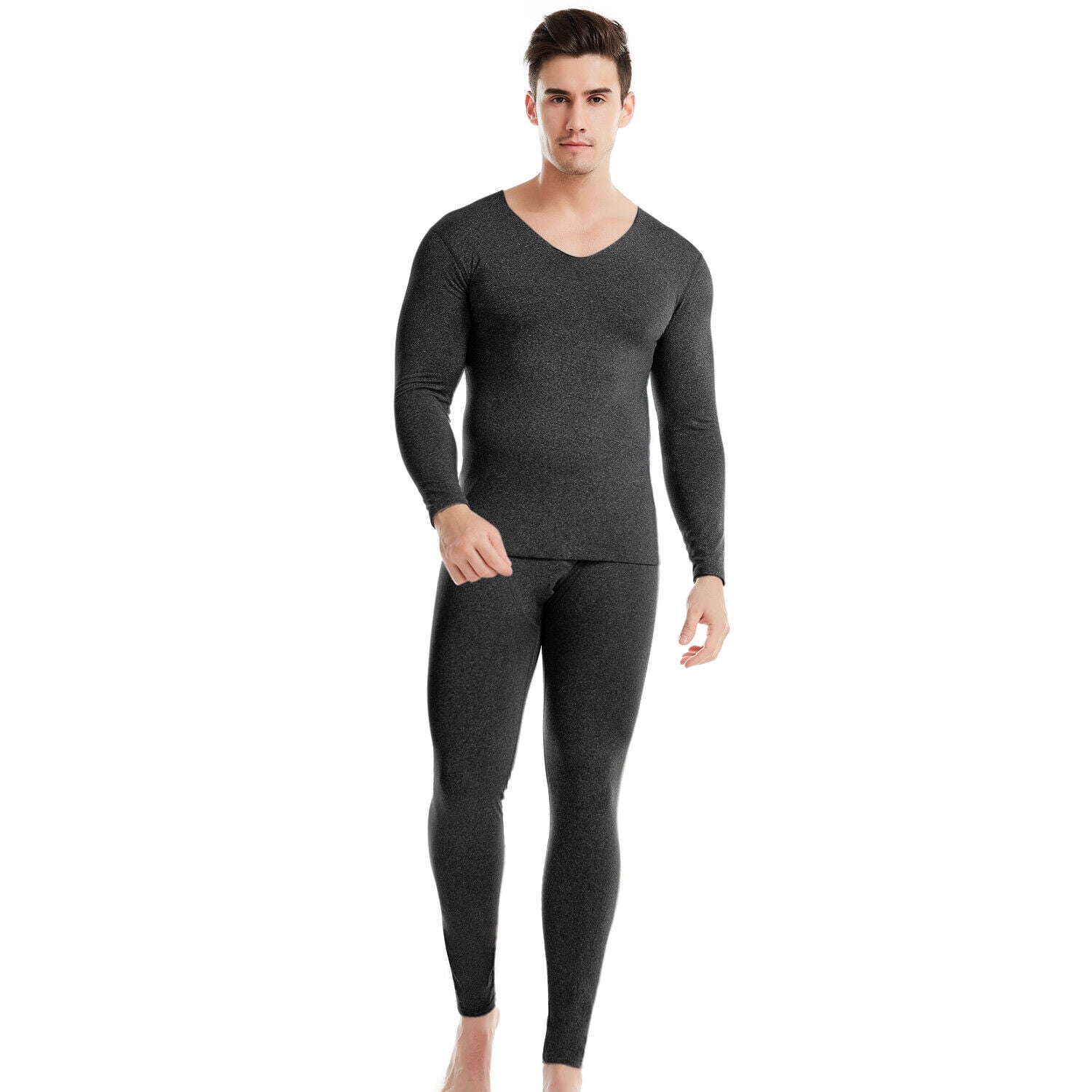 Men Winter Fleece Lined Cotton 99% Thermal Long Johns Top Bottom Underwear Set