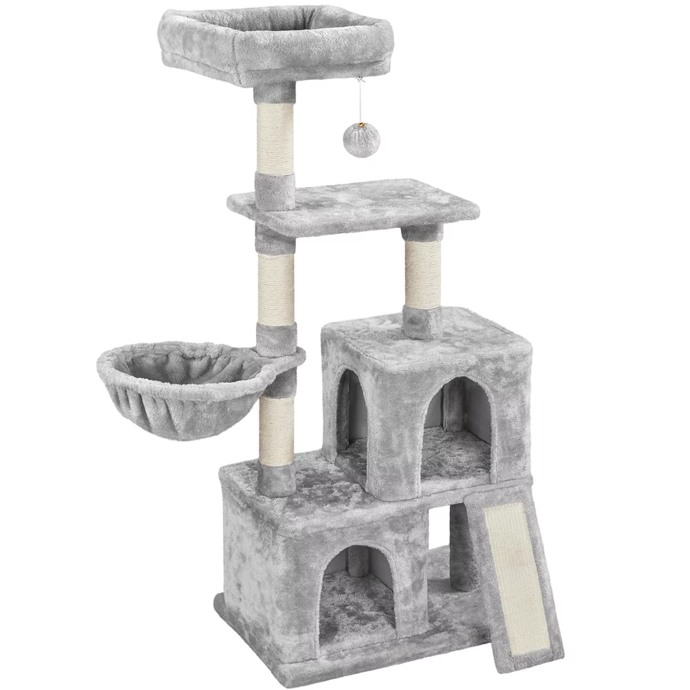 Yaheetech 53.5in Multilevel Cat Tree Cat Tower with Condos Perch Platform, Light Gray