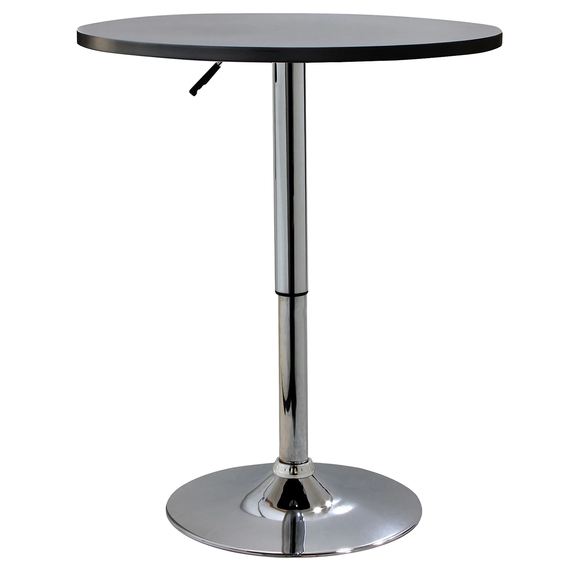 AmeriHome Round Adjustable Classic Black Finish Wood Top Bistro Table