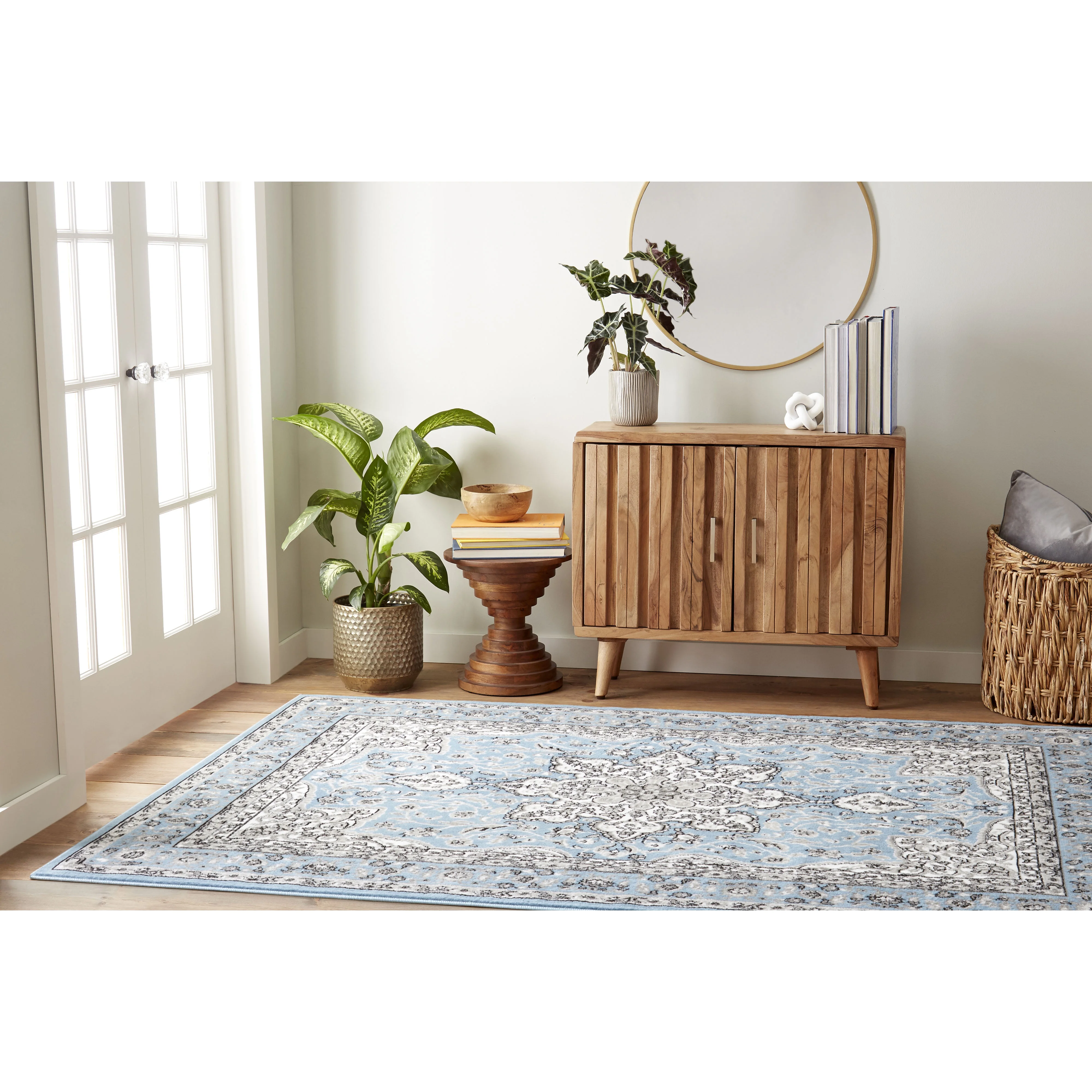 Home Dynamix Tremont Magnolia Traditional Medallion Area Rug, Blue/Grey, 5'2