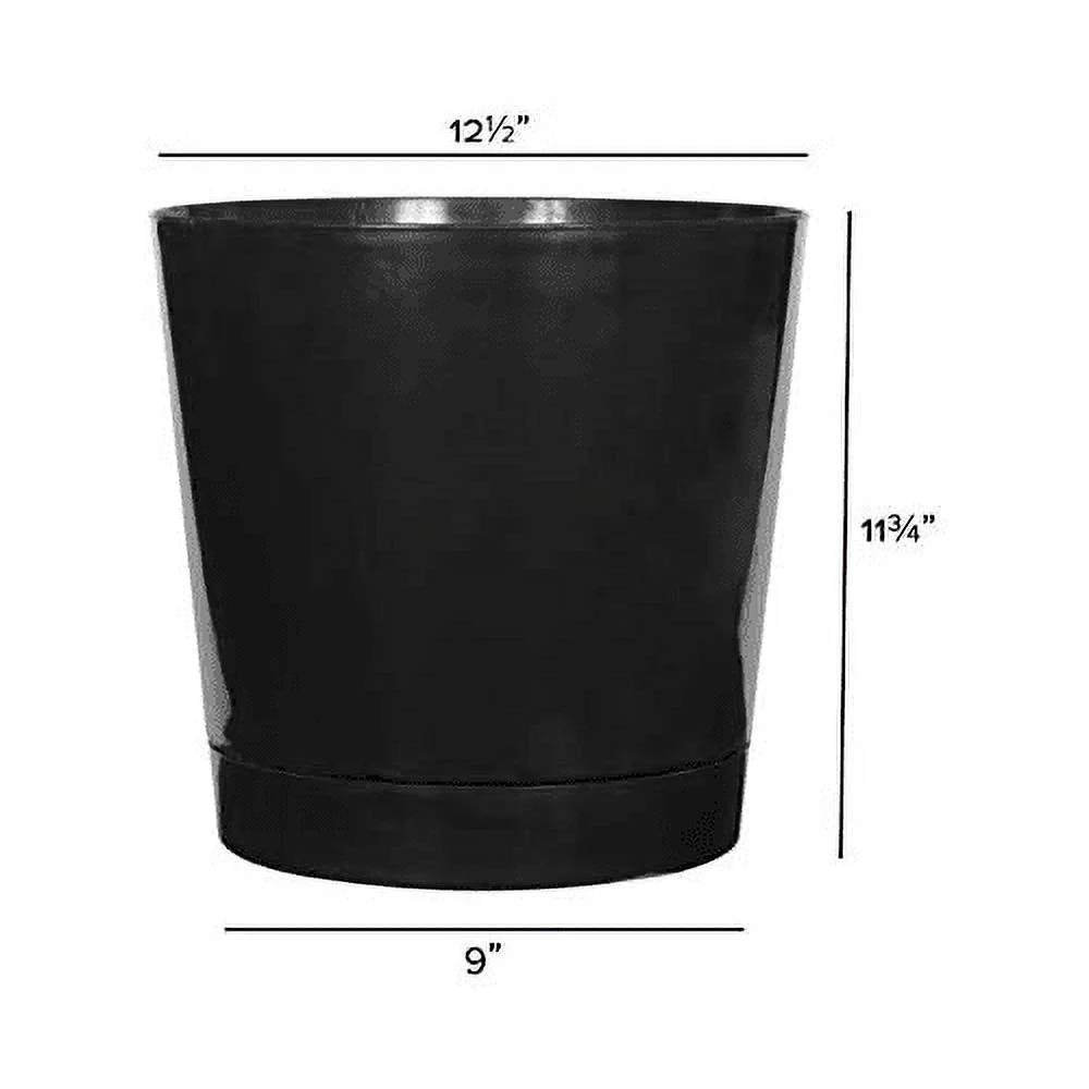 Novelty 11.8 in. H X 12 in. D Plastic Full Depth Cylinder Flower Pot Black