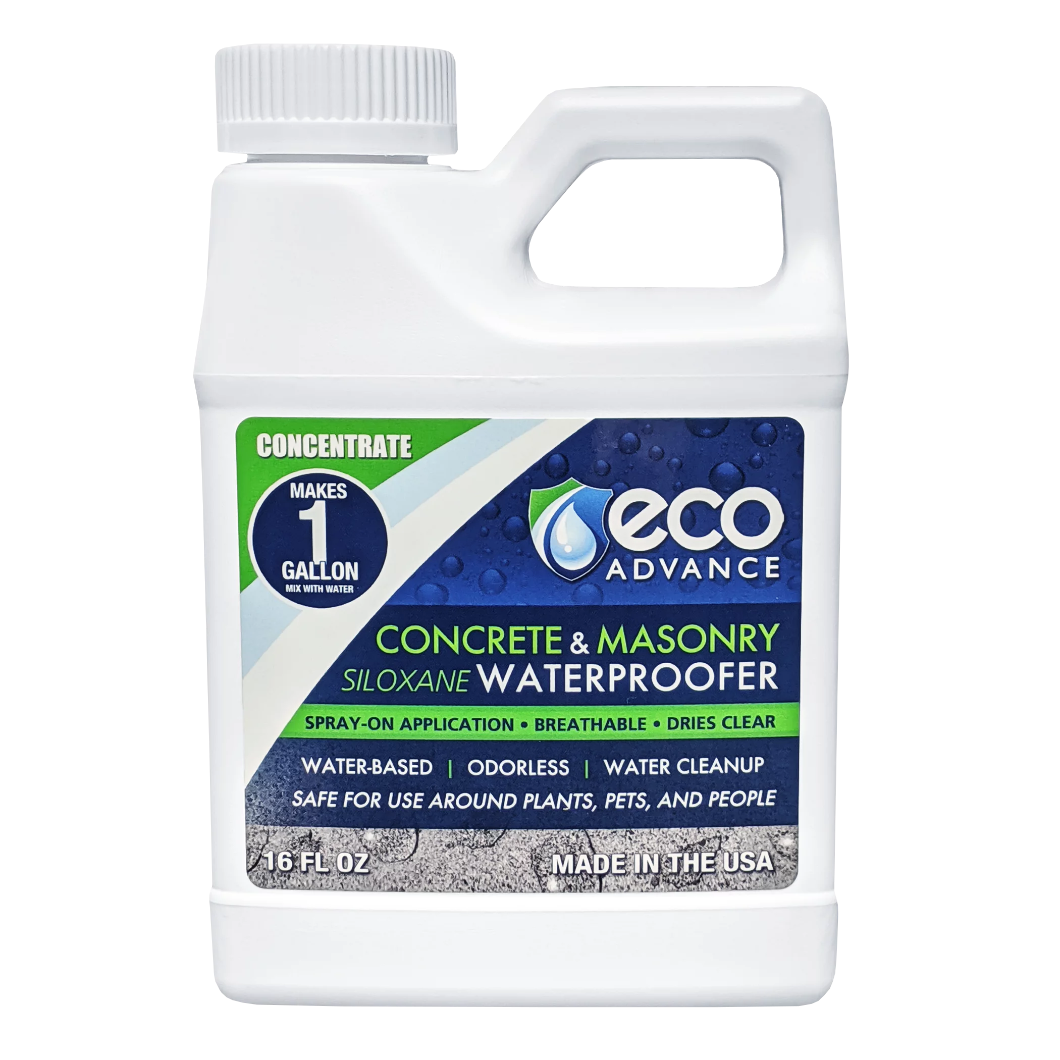 Eco Advance Concrete/Masonry Siloxane Waterproofer, Liquid Concentrate, 16 oz
