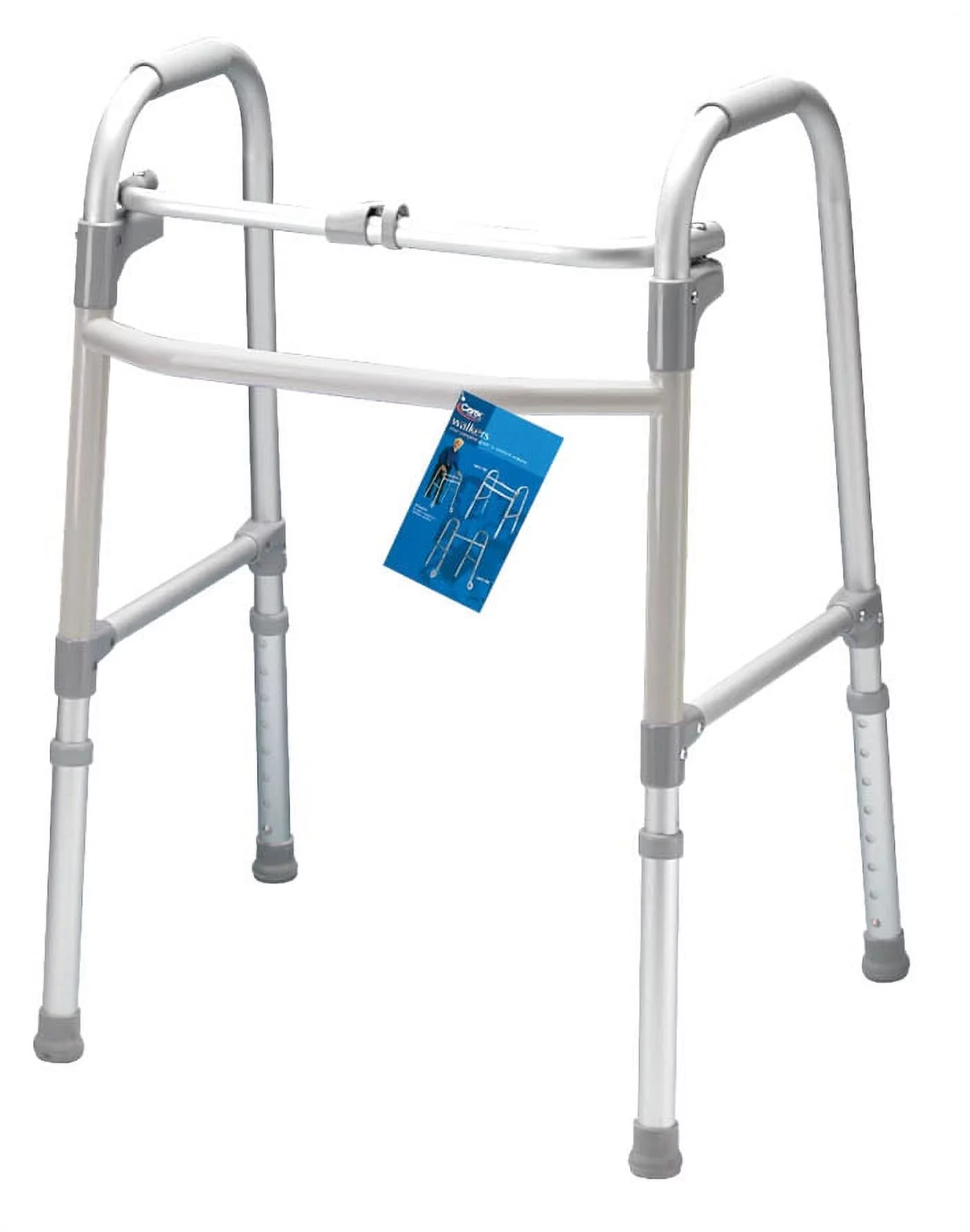 Carex Aluminium Single-Button Folding Walker, Height Adjustable, 300 lb Weight Capacity