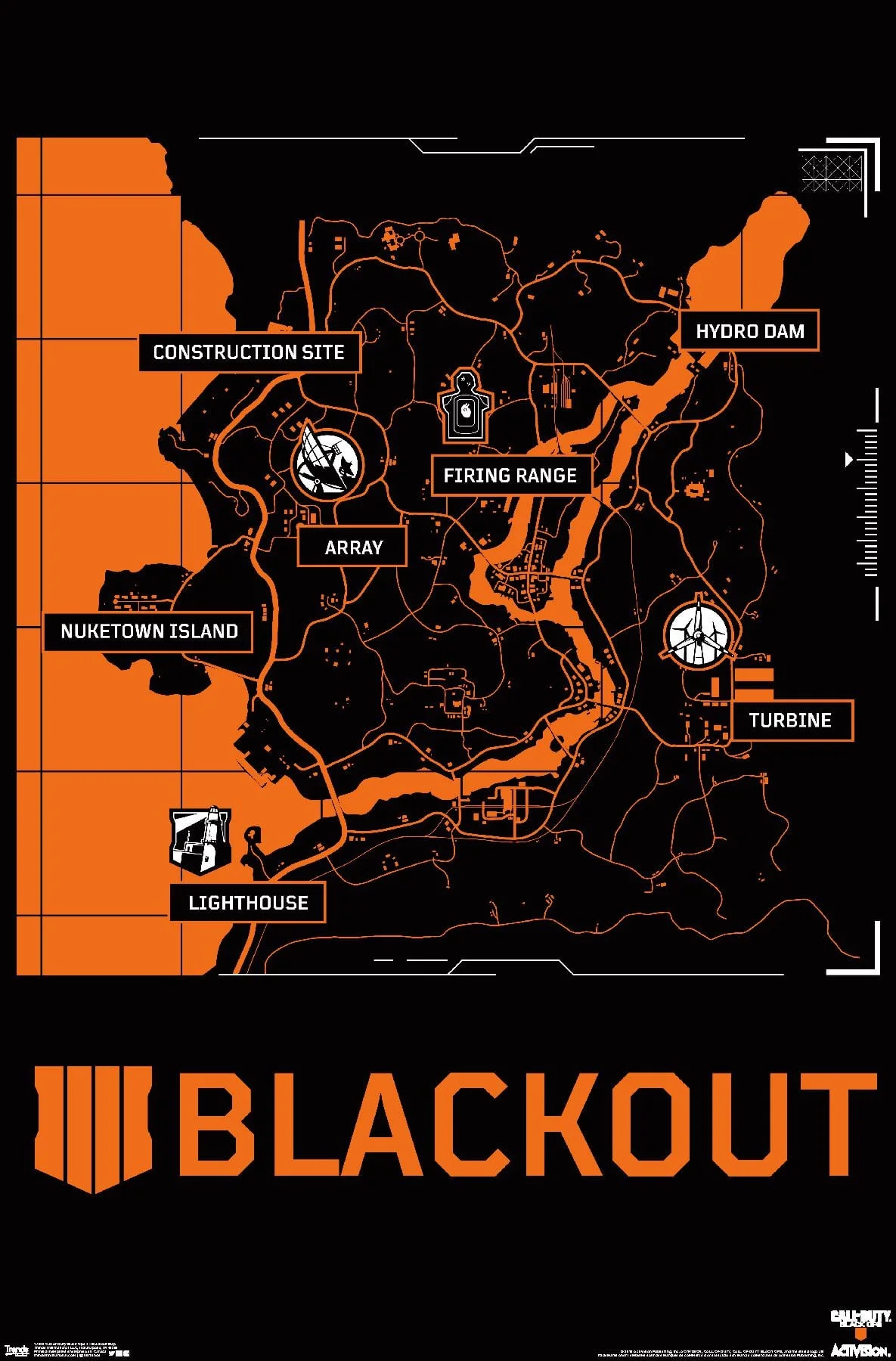 Call of Duty: Black Ops 4 - Blackout Map Wall Poster, 22.375
