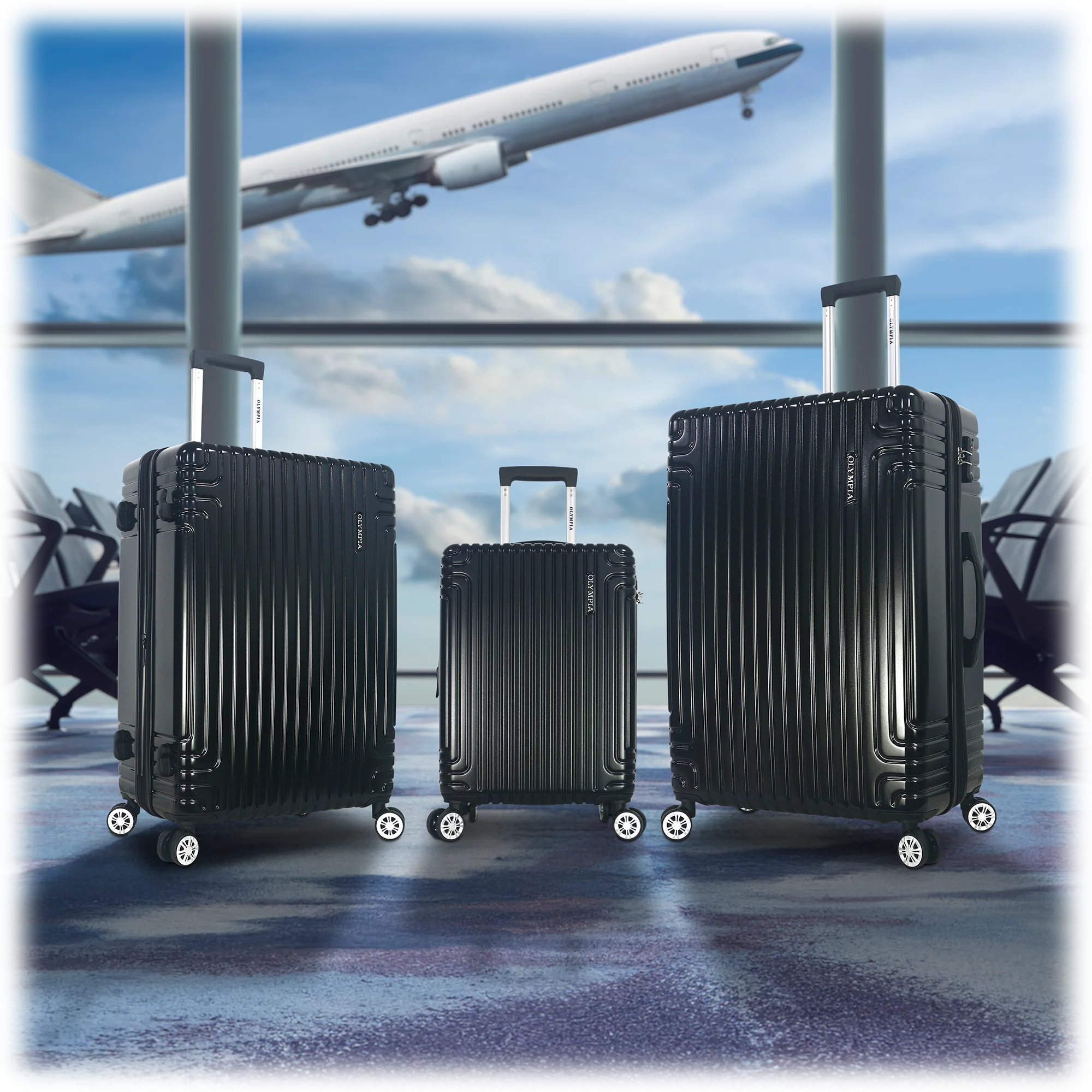 Olympia USA Gulliver 3-Piece Hardcase Spinner Set (Black)