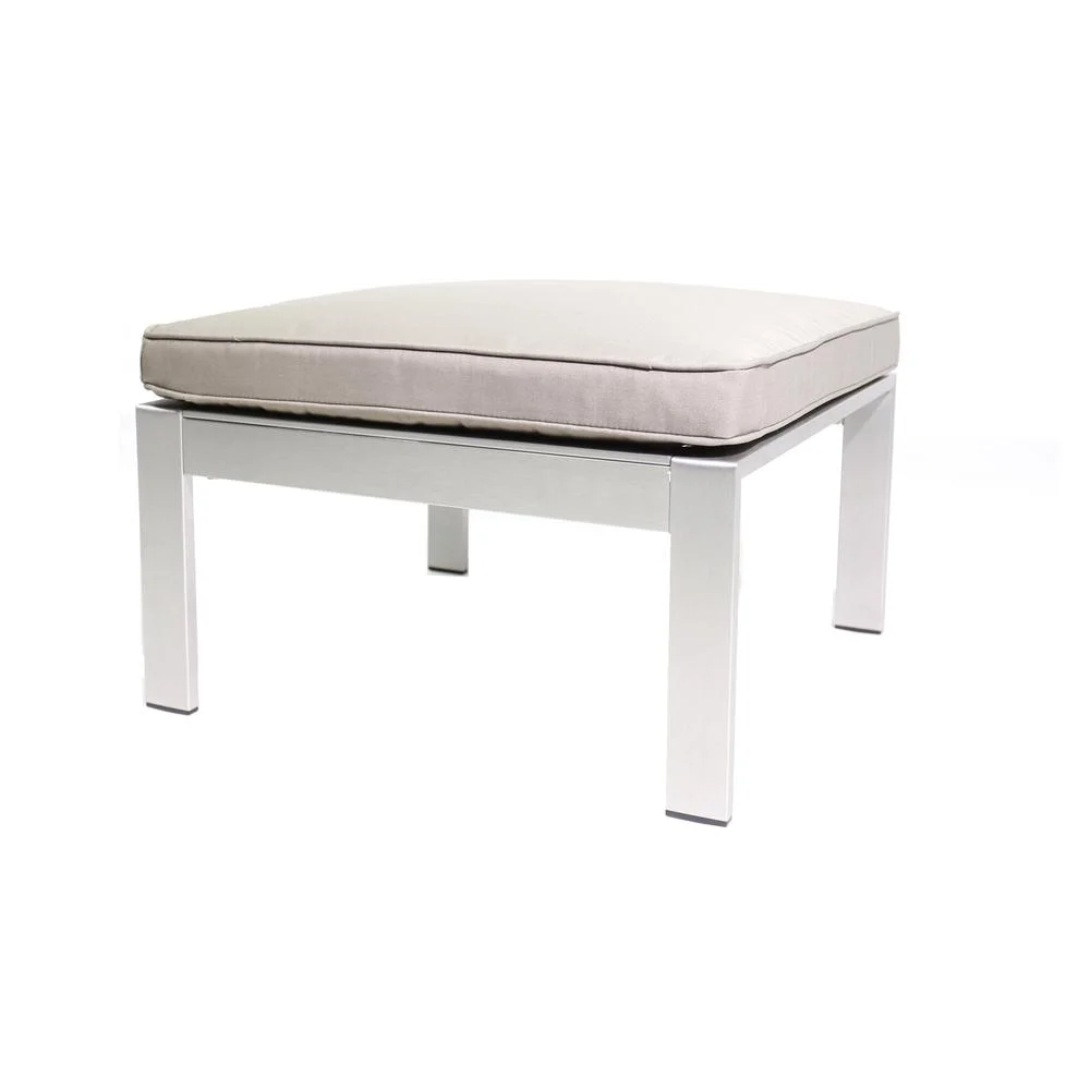 Pangea Home Karen Modern Aluminum Patio Ottoman in Gray Taupe